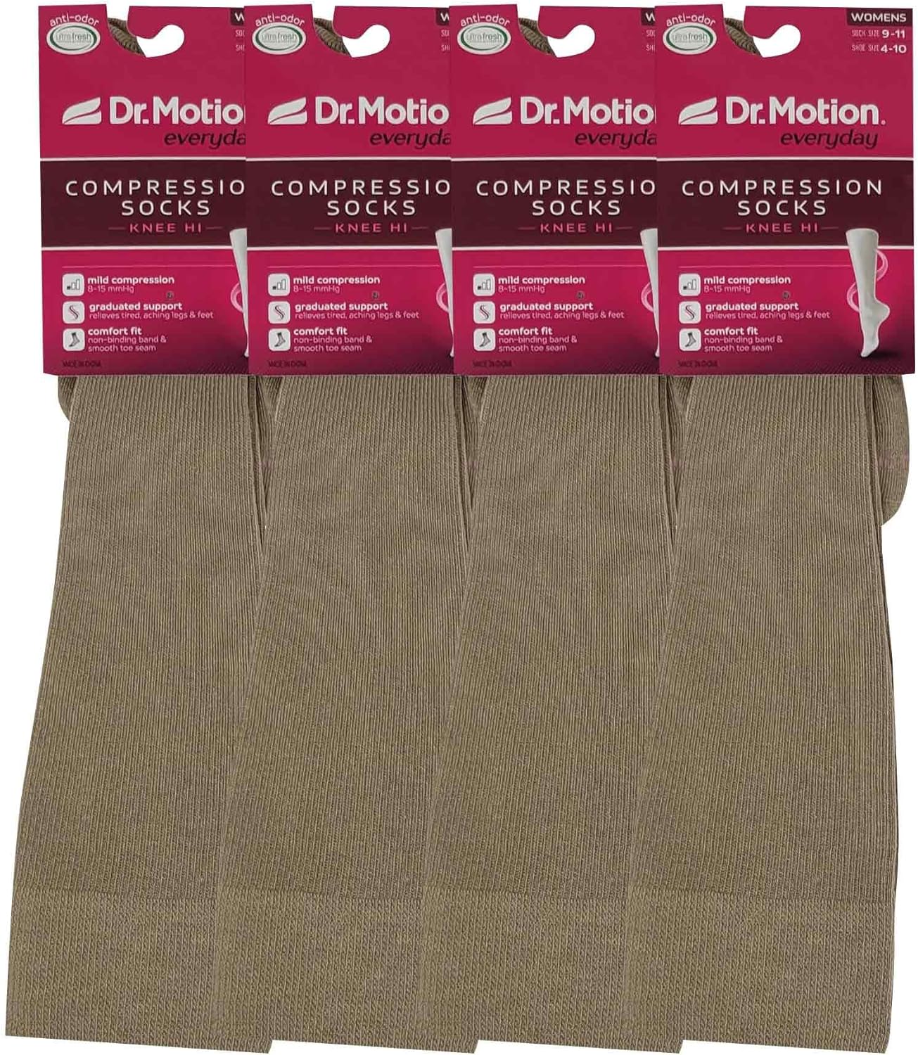 Dr. Motion Compression Knee High Socks for Women - 4 Pairs Pack - Image 2