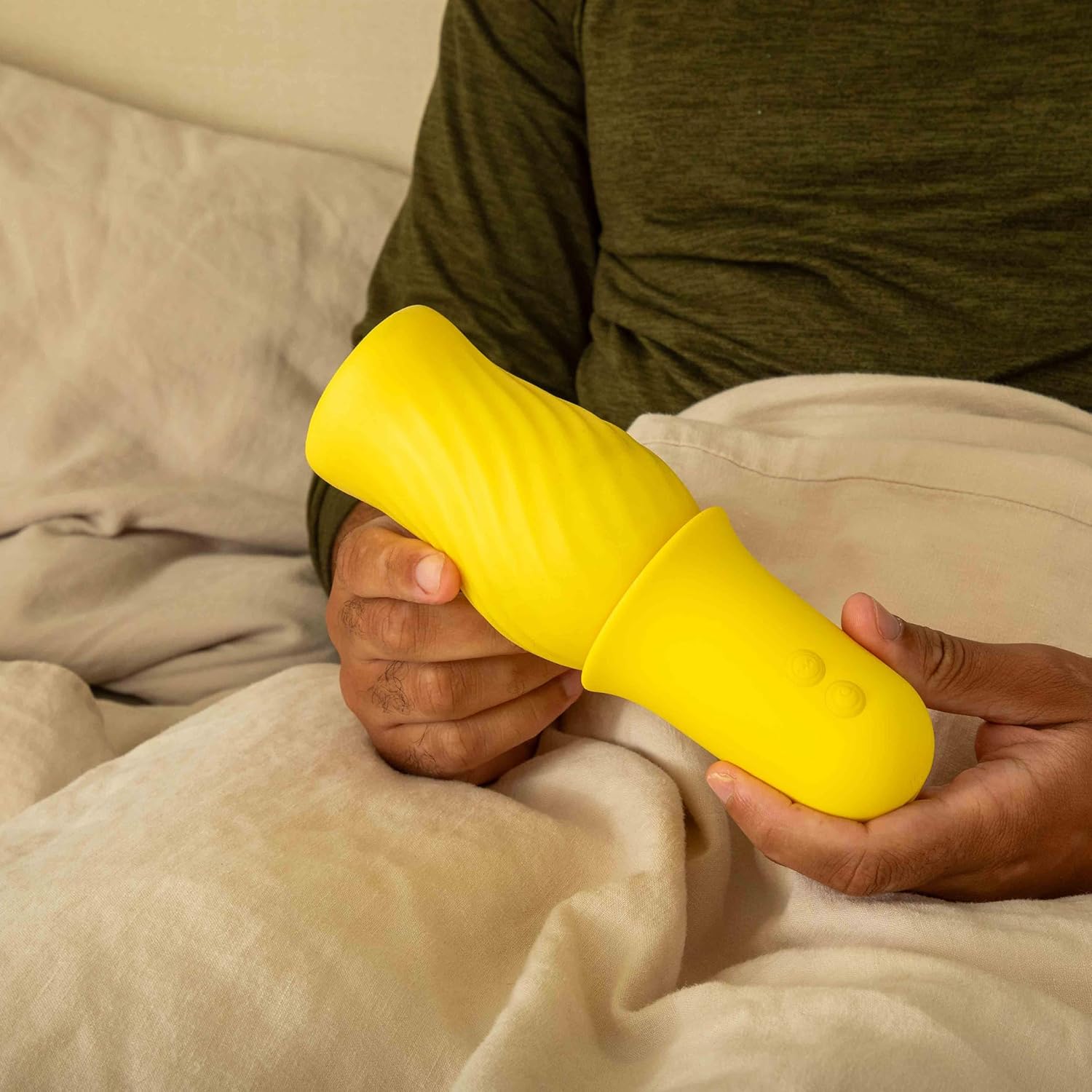 Hello Cake Spin Stroker - Spinning & Vibrating Male Masturbation Stoker - Beaded Textured Head - Waterproof & Rechargeable - Easy to Clean - Adult Sex Toy for Men