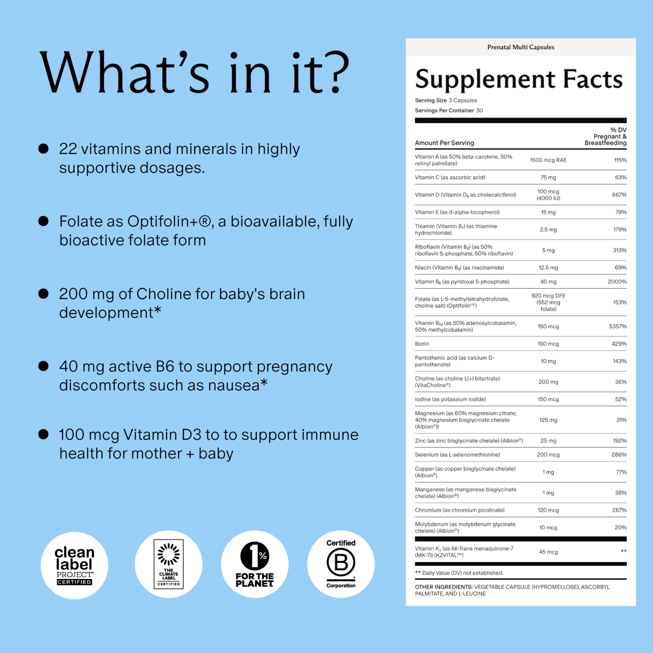 Needed. Multivitamin for Prenatal, Prenatal Multi Capsule, 30-Day Supply — Amazon image 2
