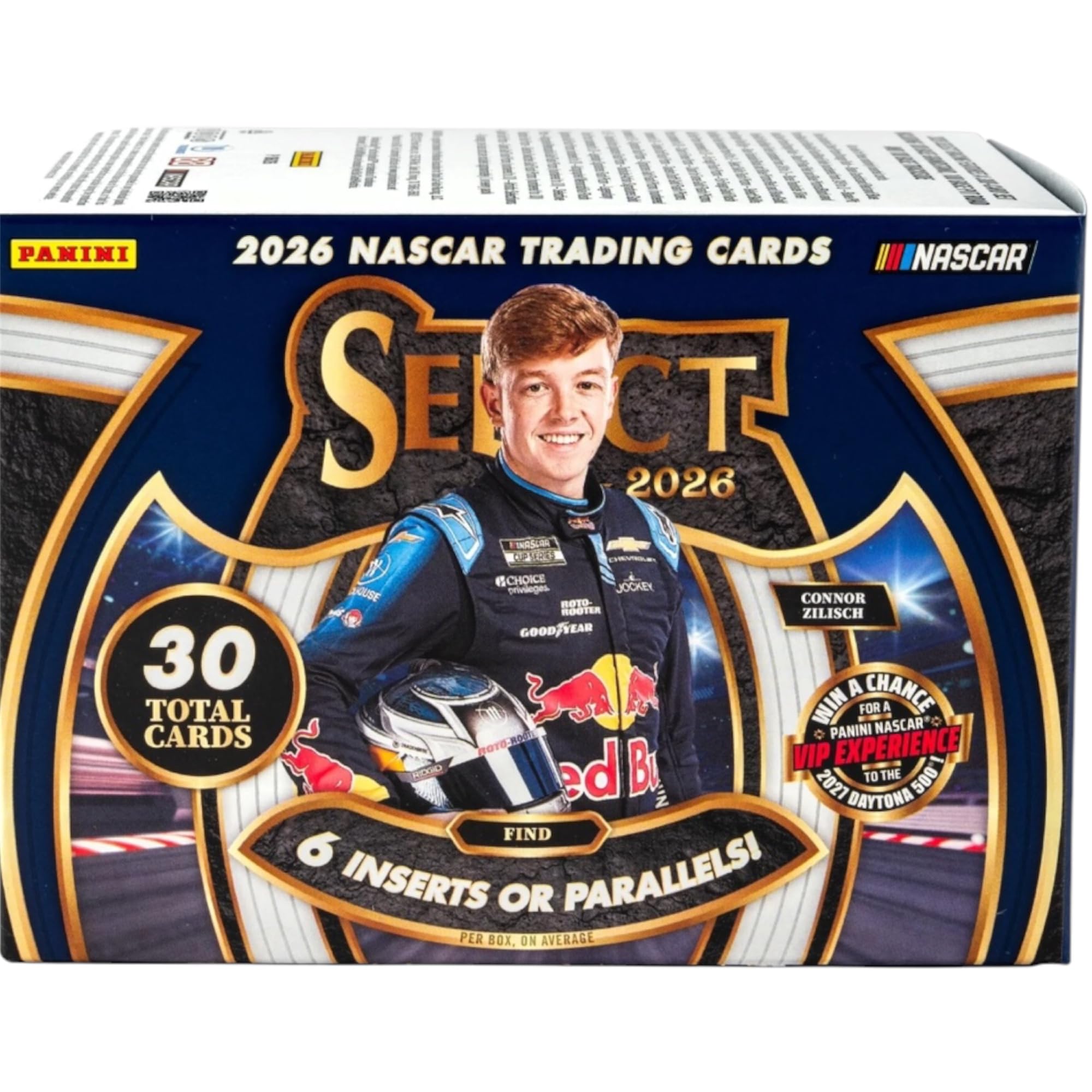 Caja Blaster de carreras Panini Select, cartas coleccionables de NASCAR, paralelos exclusivos de premios minoristas, tarjetas de novato, insertos y tarjetas de recuerdo de autógrafos de persecución