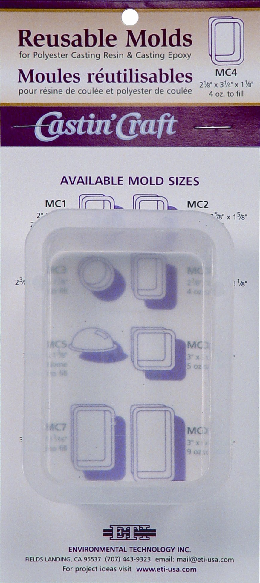 Environmental Technology2-1/8-Inch by 3-1/4-Inch by 1-1/8-Inch Castin' Craft Carded Poly Mold, MC-4