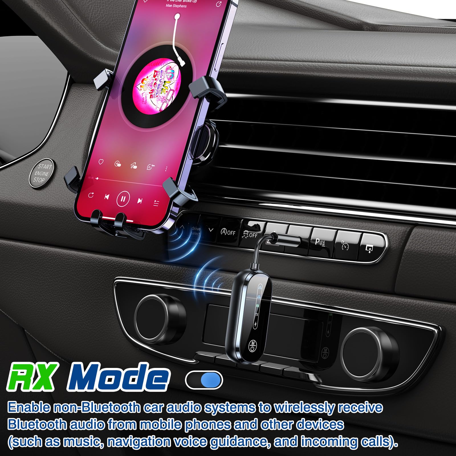 CAUTIOUS 5.4 Ricevitore Bluetooth Aux, 2 in 1 Adattatore Trasmettitore Ultimo Modello, Stabile Trasmettitore Bluetooth per Tv, Cuffie 3.5mm, Adattatore Bluetoot Auto per TV, Telefono Mobile