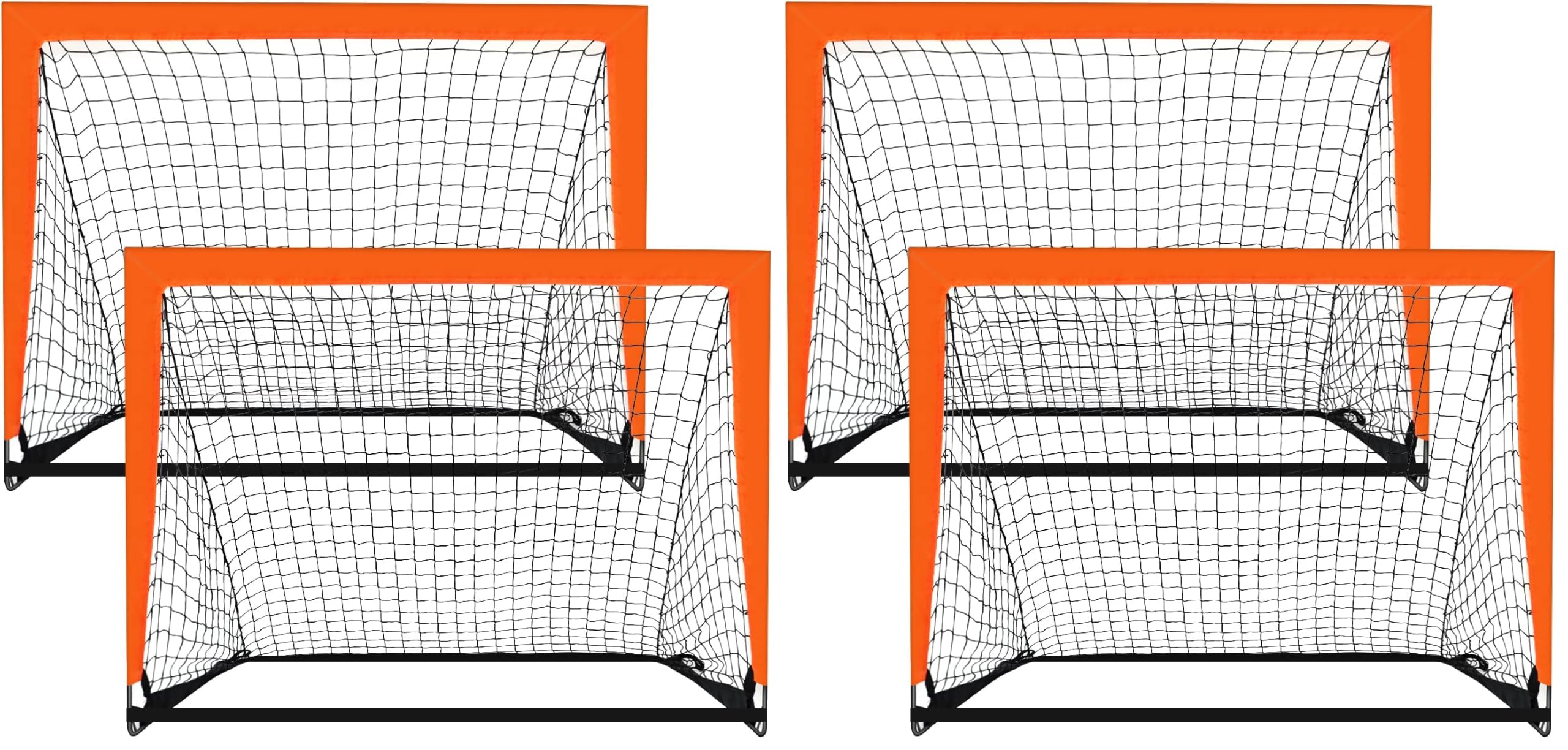 2 Pack 4’ x 3’ Size Portable Kid Soccer Goals for Backyard, Indoor and Outdoor Pop Up Soccer Goals, Orange, Theresduet