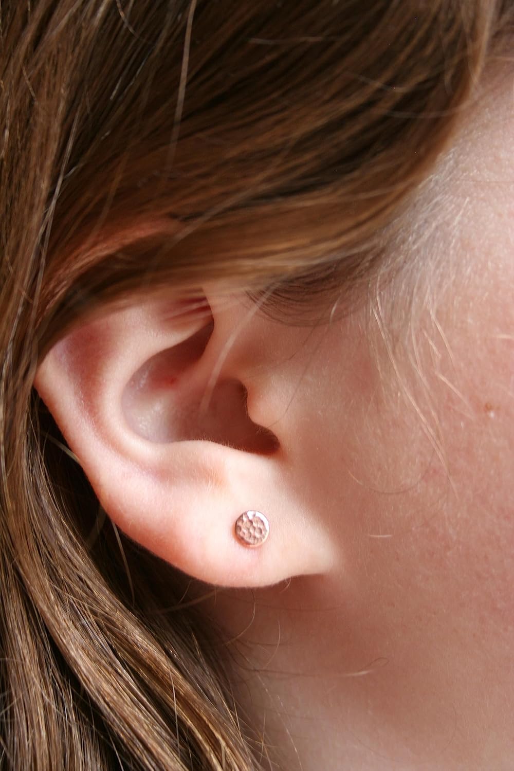 5mm Hammered Copper Dot Stud Earrings, Minimalist Studs, Copper Jewelry