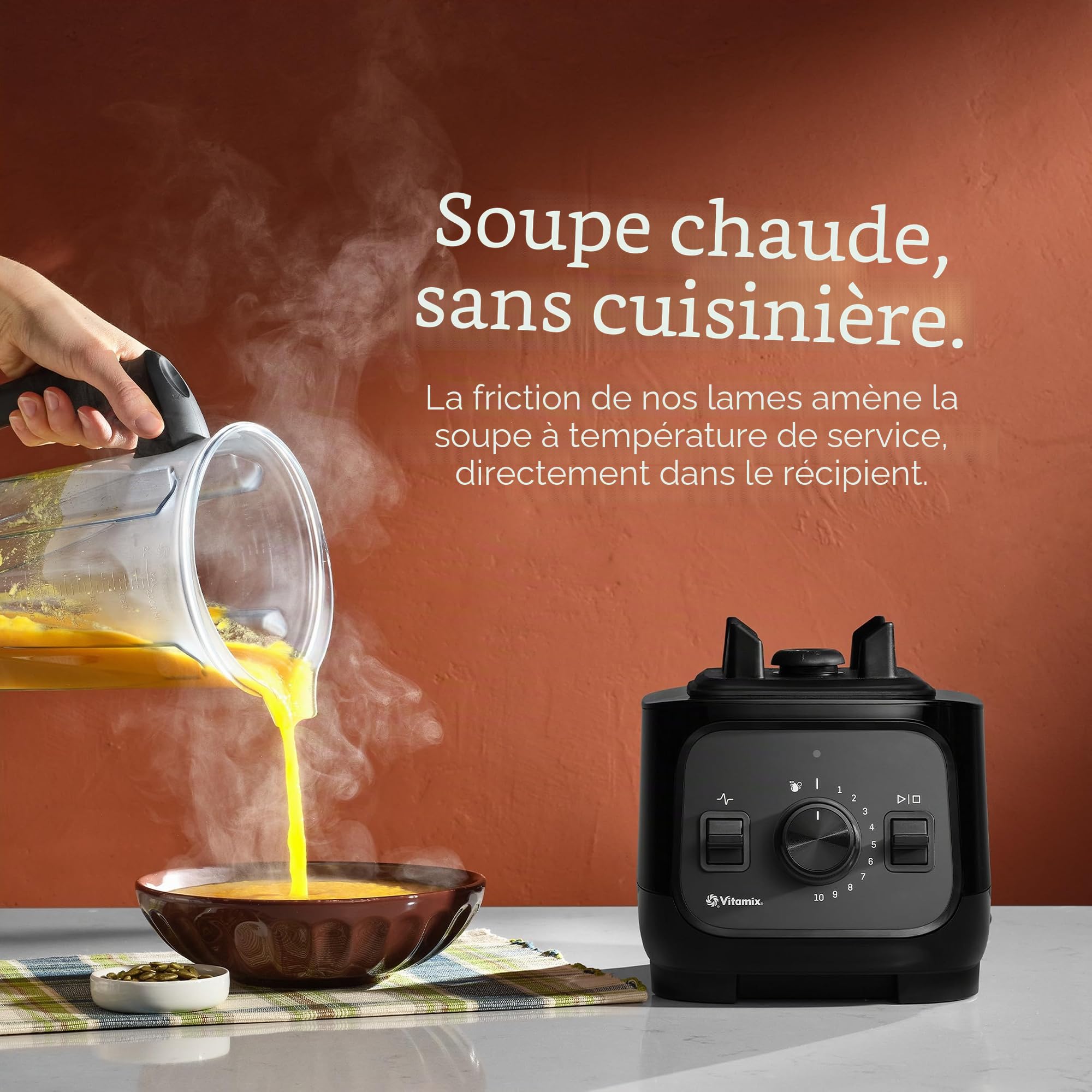 Vitamix VX1 Blender de cuisine de qualité professionnelle pour smoothies, soupes, jus et plus encore, 10 vitesses, lames en acier inoxydable, appareil de cuisine autonettoyant, récipient classique de
