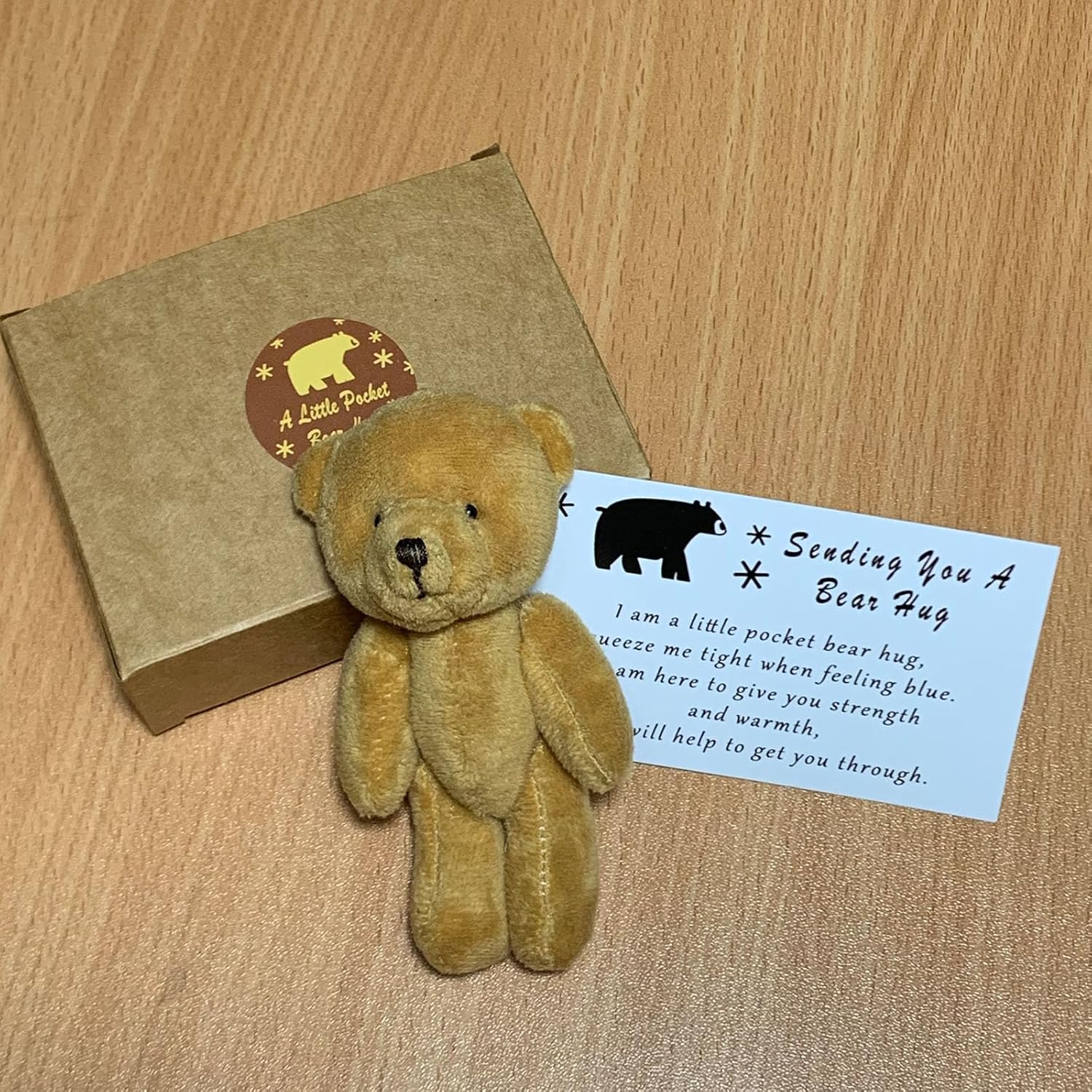 A Little Pocket Bear Hug - Sending You a Bear Hug, with Pocket Hug Token Card, Emotional Support Plush Positive Gifts for Graduation Birthday (3pcs)