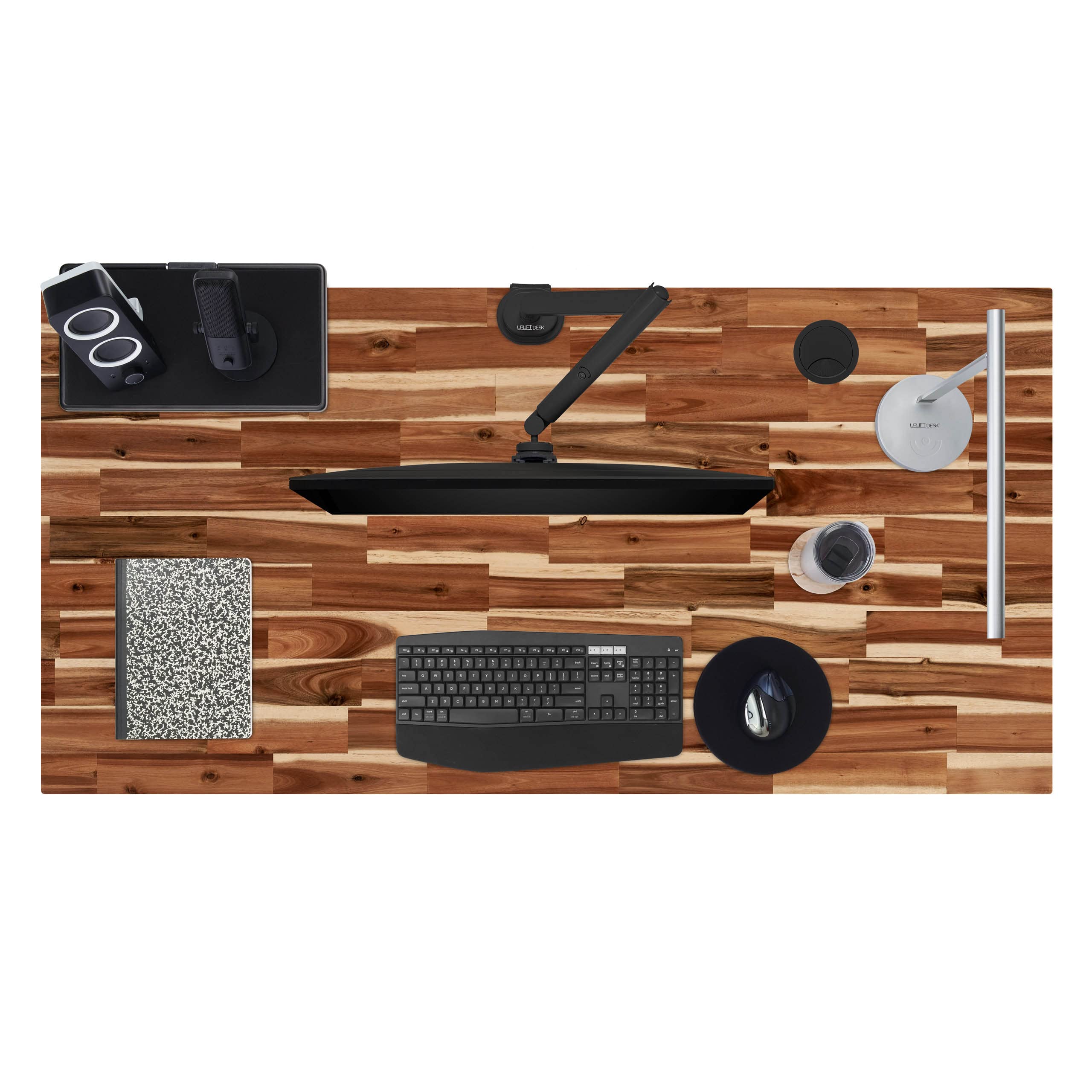 UPLIFTDESK Acacia Butcher Block 48 x 30 inch Standing Desk 2-Leg V3 Adjustable Stand Up C-Frame Black Advanced — view 6