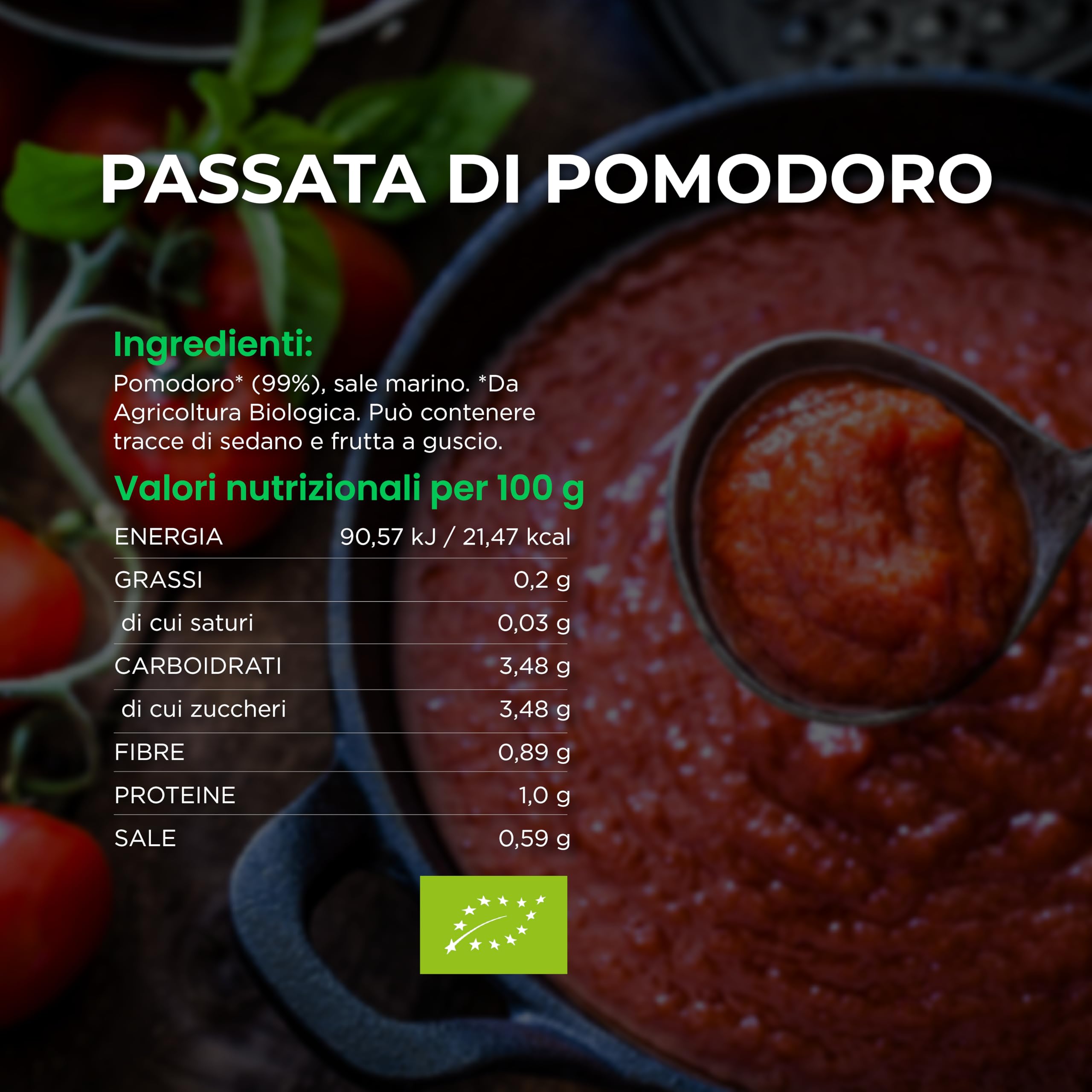 RACILIA Passata de Tomate Ecológica - Mezcla de Tomates Sicilianos Recogidos a Mano - 100% Sicilia - 420g