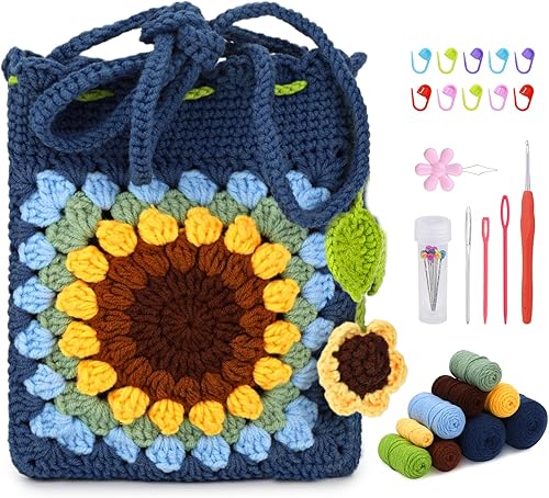 Pnytty Kit de ganchillo para principiantes, bolsa de kit de ganchillo para principiantes, kits de punto para principiantes de ganchillo para