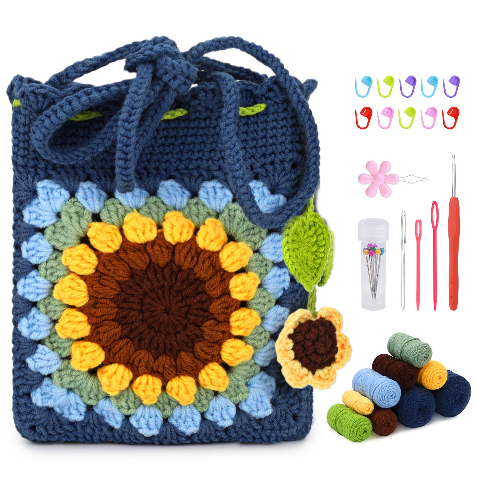 Pnytty Crochet Kit for Beginners, Beginners Crochet Kit-Bag, Crochet Starters Craft Kniting Kits for Adults Include Crochet Yarn Hook Tools Supplies