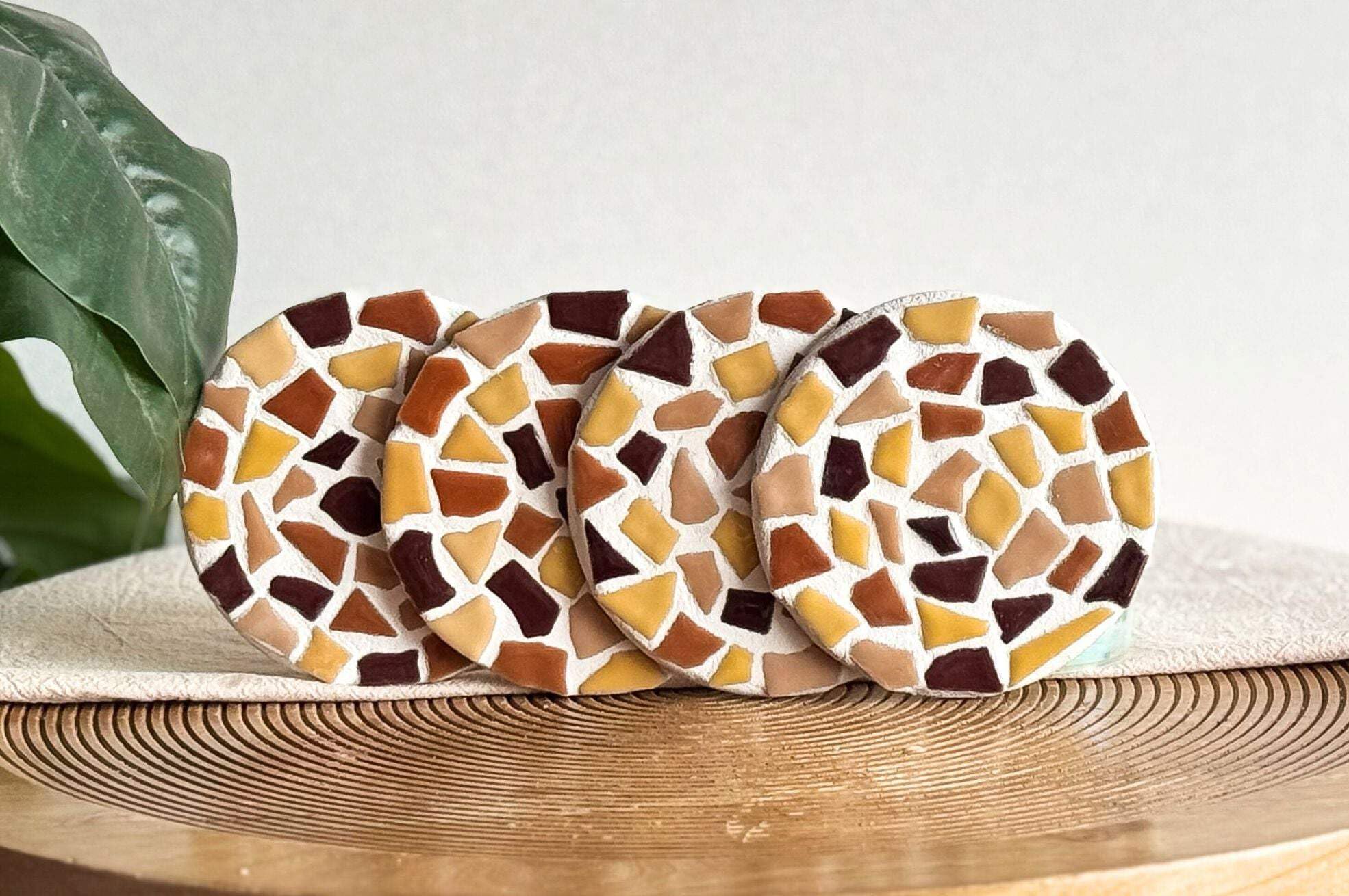 Little Creations Mosaic Coasters Set of 4 | Complete DIY Craft Set Adults | Creative Mosaic Coasters Craft | Versatile Coaster (Sand/Beige)