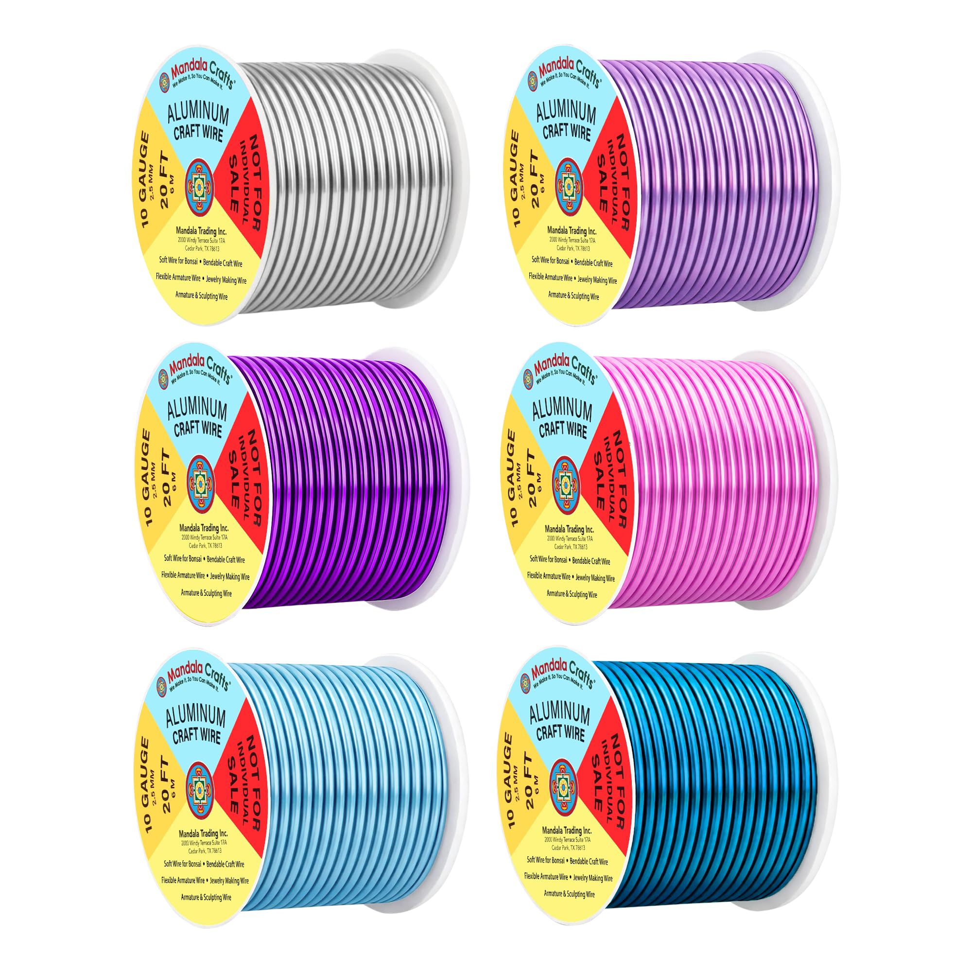 Mandala Crafts 10 GA Turquoise Pink Assorted Anodized Aluminum Craft Wire