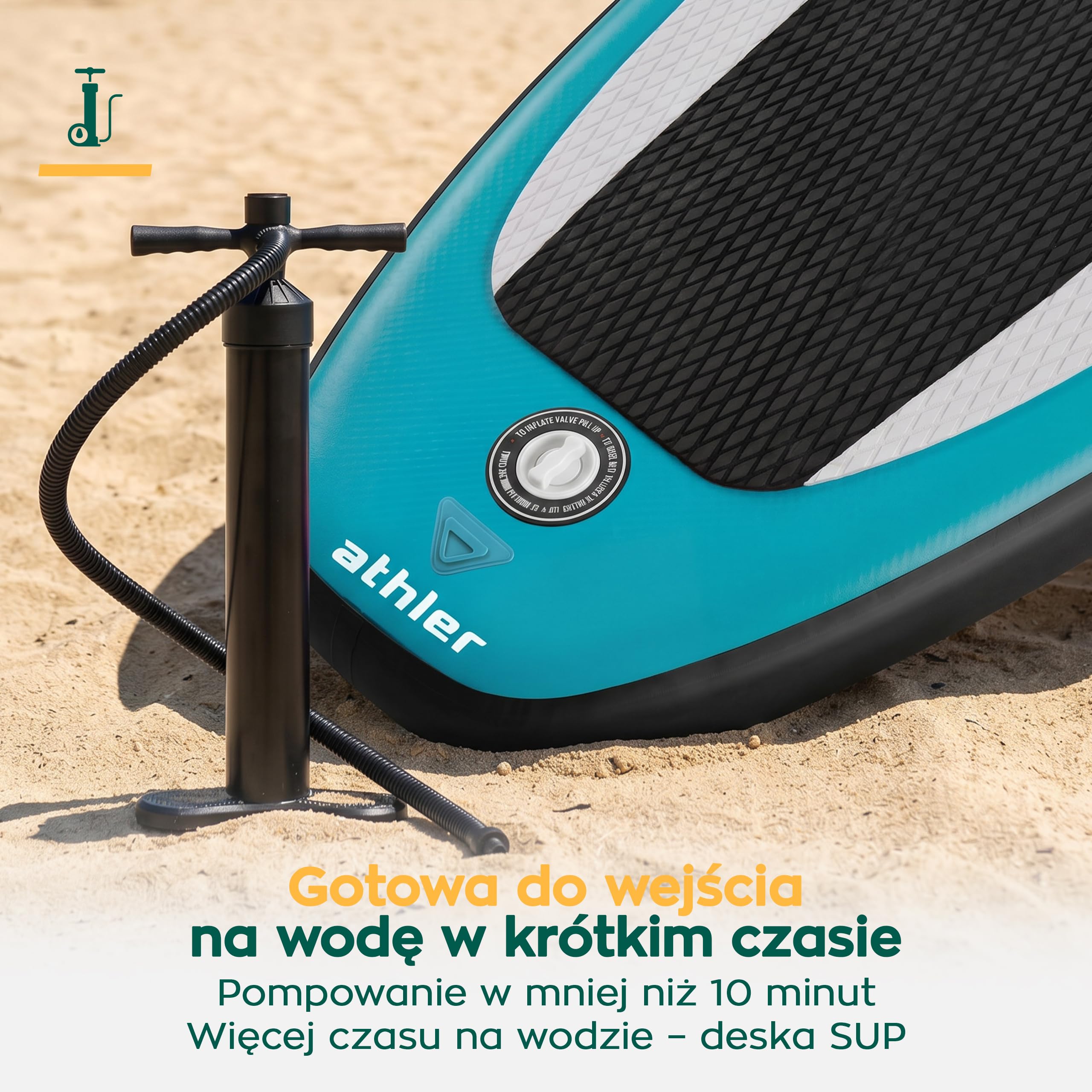 Athler Zander 350 Stand up Paddling Board - deska SUP do 180 kg - kompletny zestaw z siedziskiem kajakowym i wiosłem 2 w 1 - 350 x 80 cm