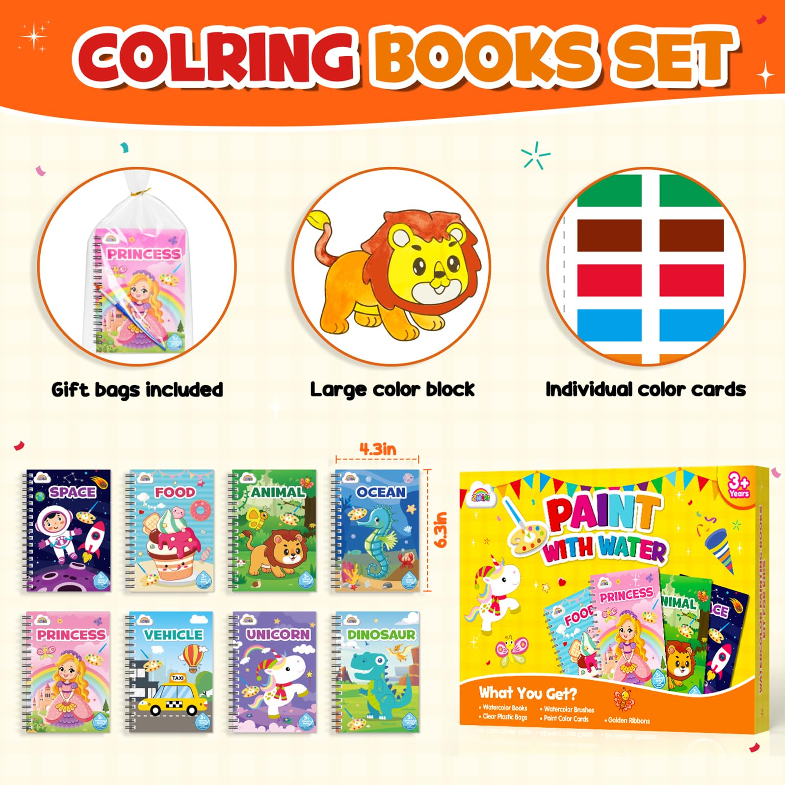 ZMLM 48 Wassermalbücher für Kinder, Partygeschenke, Mini-Malbücher, Großpackung für Kinder von 4–8 Jahren, kleine Geburtstags-Geschenktüten, Geschenke, Klassenzimmer, Kunst, Handwerk