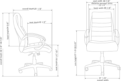 Miniatura 2 de Lorell Silla de cuero negro con respaldo alto de lujo