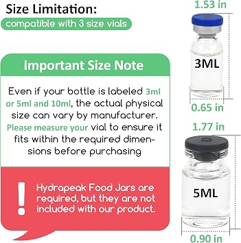 2パックバイアルストレージインサート 32オンスHydrapeakフードジャー用 - 3ml/5mlのバイアル、食洗機対応のペプチドオーガナイザー、旅行、ウェルネス、冷蔵庫用バイアル/ジャーは含まれていません