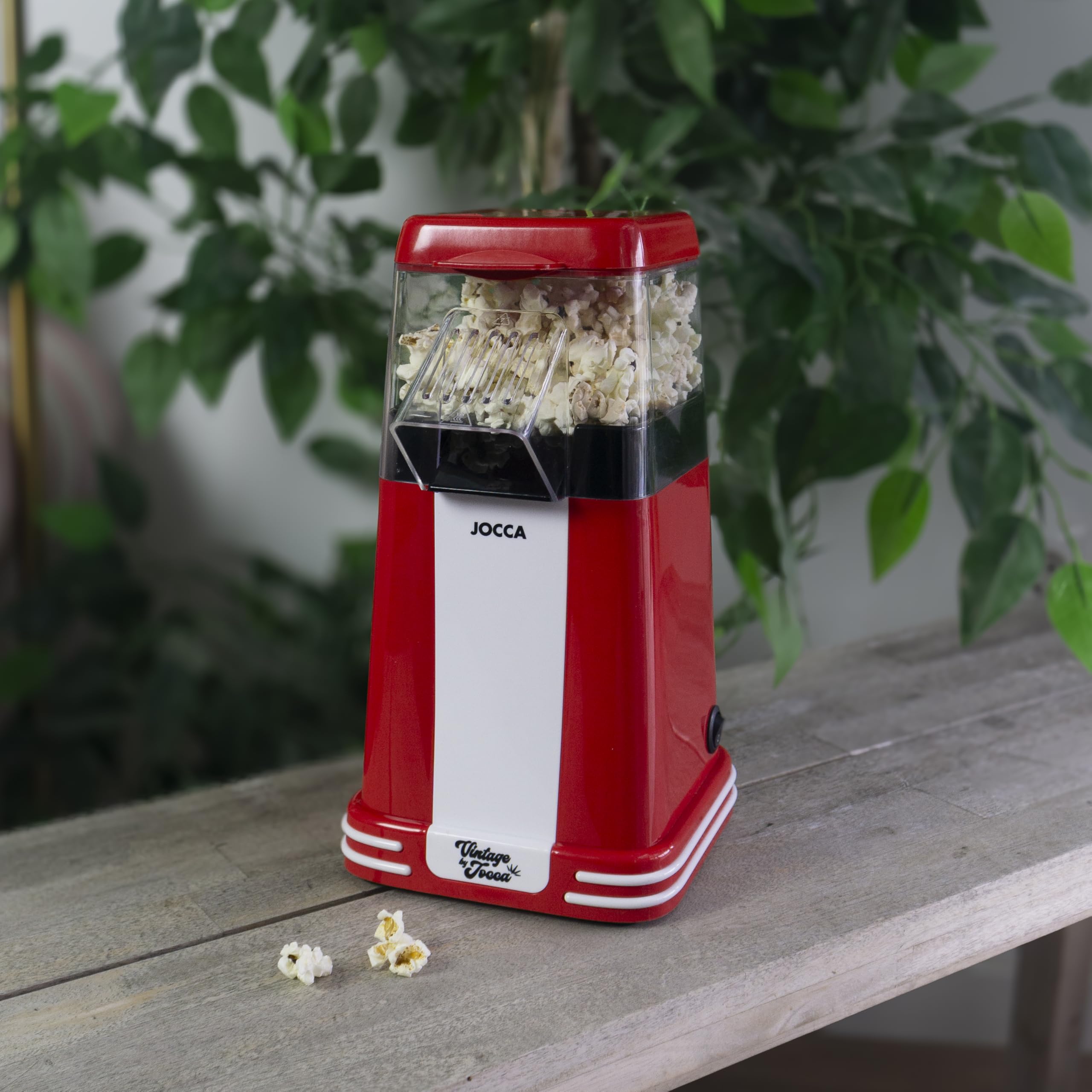 Jocca, Macchina per Popcorn 1500W, Senza Olio, Pronta in 3 Minuti, Capacità 280ml, Design Compatto