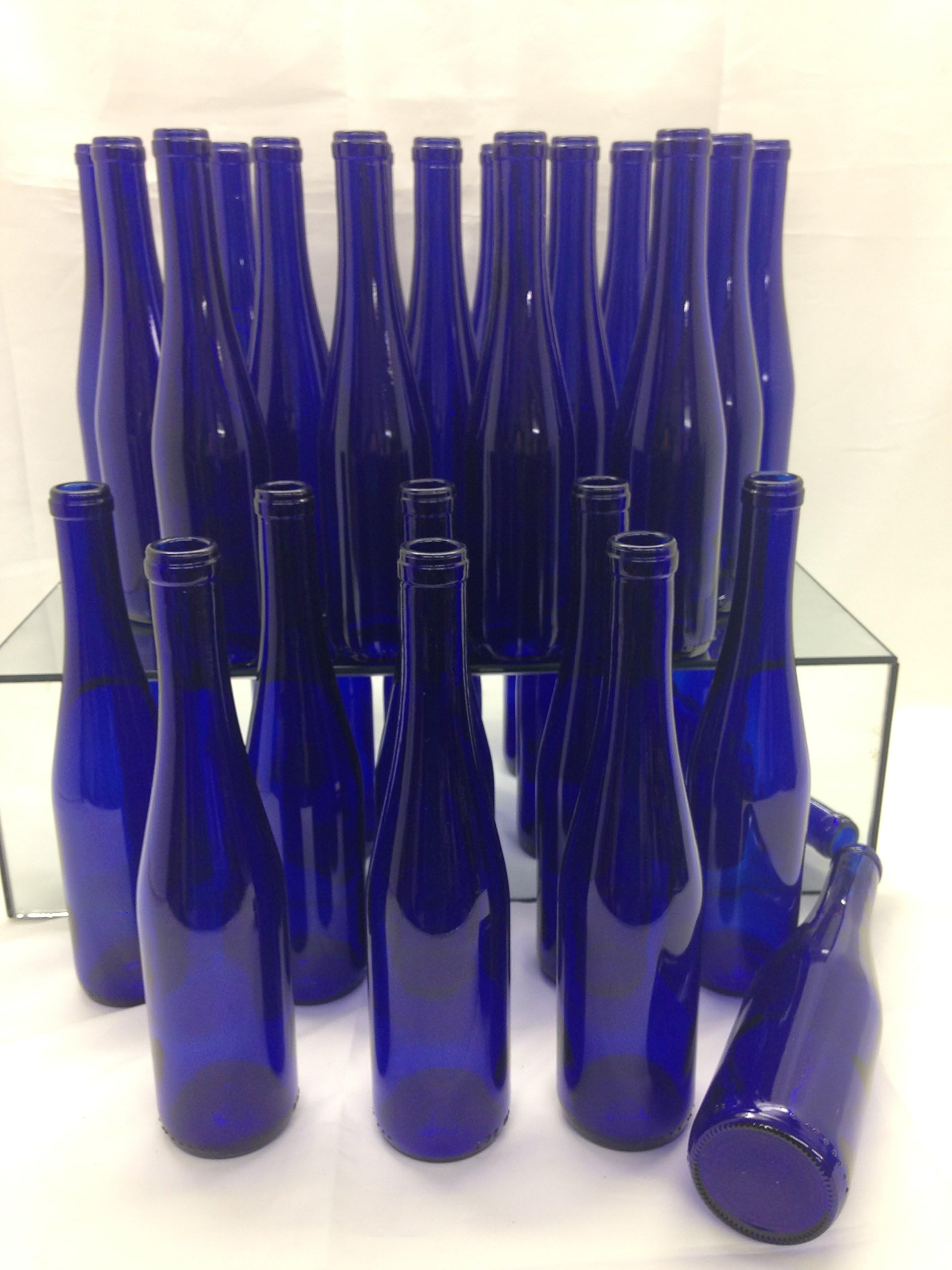 6 - Cobalt Blue Bordeaux Flat Bottom 1.5 Ltr. Glass Bottles for Bottle Trees, Crafting, Parties,Wedding Center Piece , Decor , Home Brew , Beer, Wine