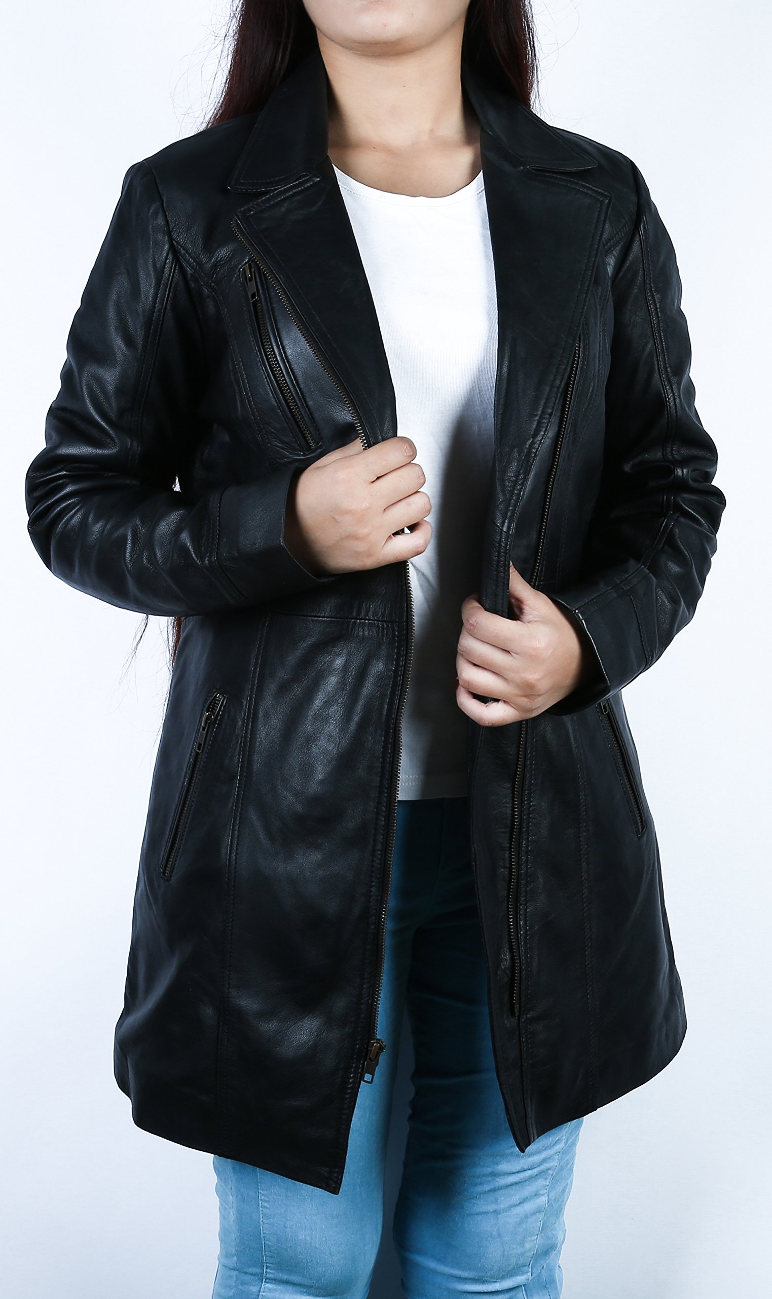 URBAN 5884 Damski elegancki płaszcz 107, czarny, rozmiar: 4XL