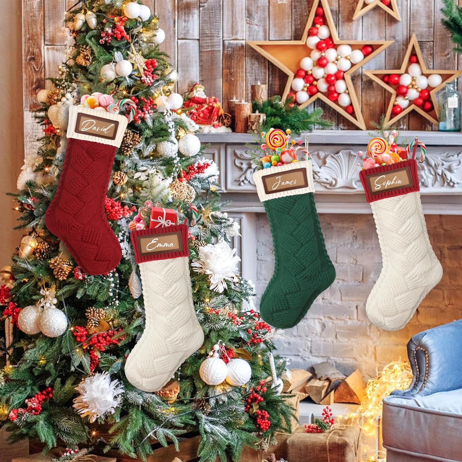 Dremisland Knitted Christmas Stockings 4Pack 18