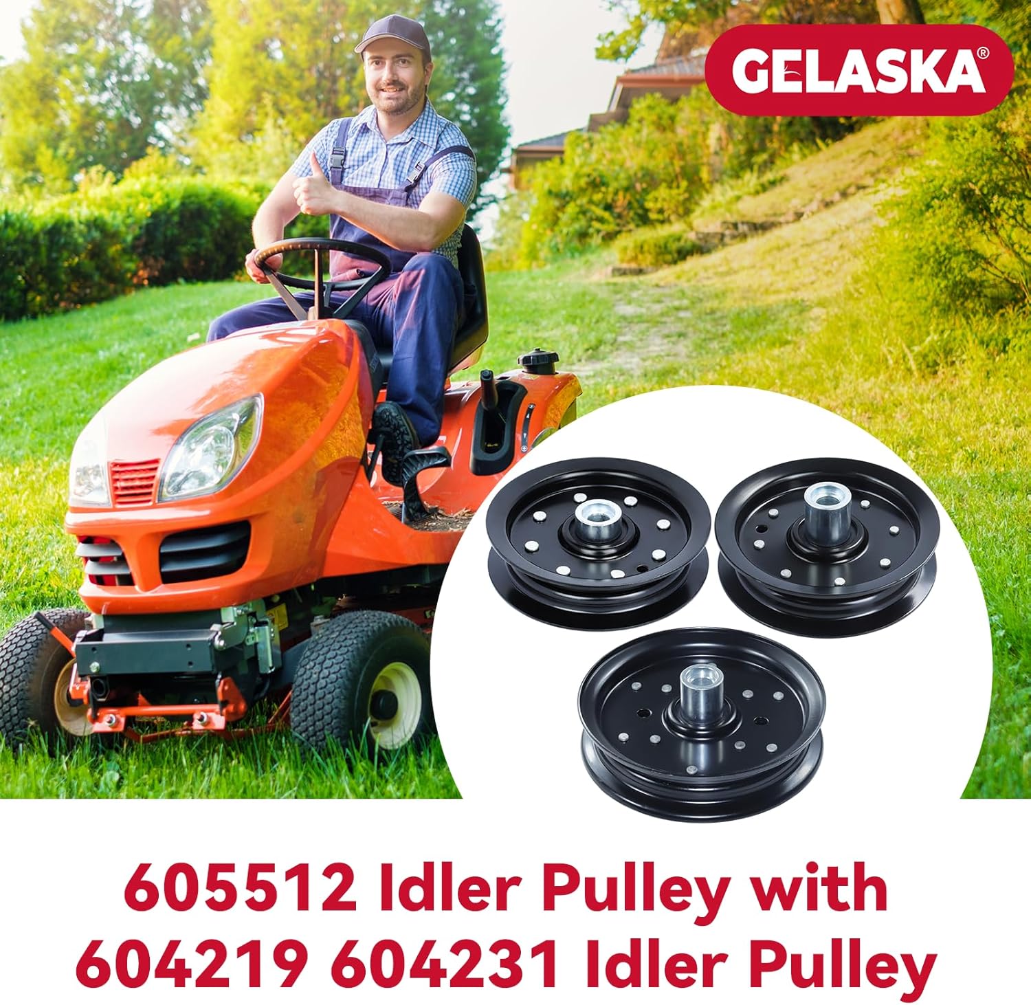 GELASKA 604231 Idler Pulley with 604219 Idler Pulley 605512 Pulley Replaces 603986 for Hustler Raptor SD 48, Raptor SD EX 48, Raptor 52, Raptor Limited 52, 937789 935825 939223 939165 938597 Mowers
