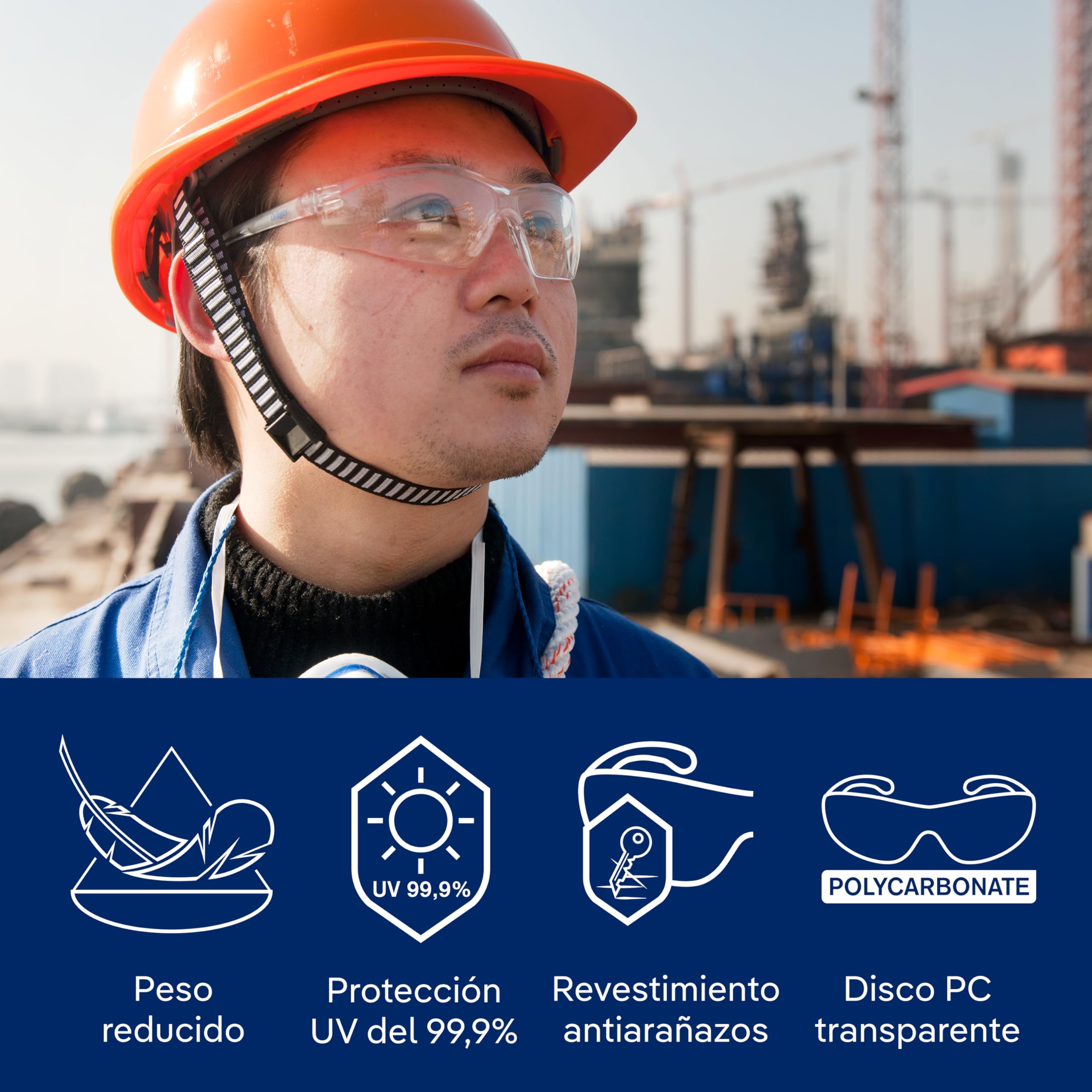 Dräger X-pect 8320 Gafas de Seguridad, Lentes antivaho de protección contra Rayos UV, Ultraligeras para Uso intensivo en Industria, Deporte, Laboratorio