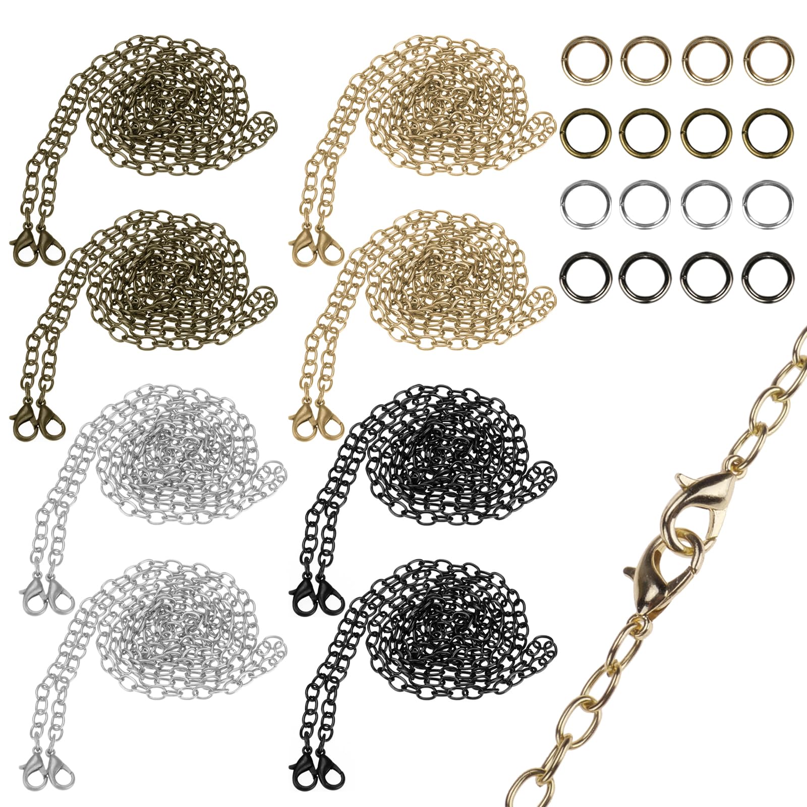 suaywo Handbag Chains 8 Straps + 16 Rings, 120cm Bag Chain Straps for Shoulder Bags Crossbody Bags (4 Color Options)