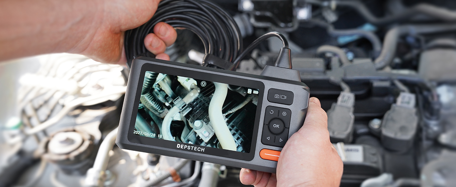 Caméra Endoscopique DEPSTECH FHD Avec Lumière - Sonde 7mm, Câble 5m étanche IP67 - Pour Smartphone IOS