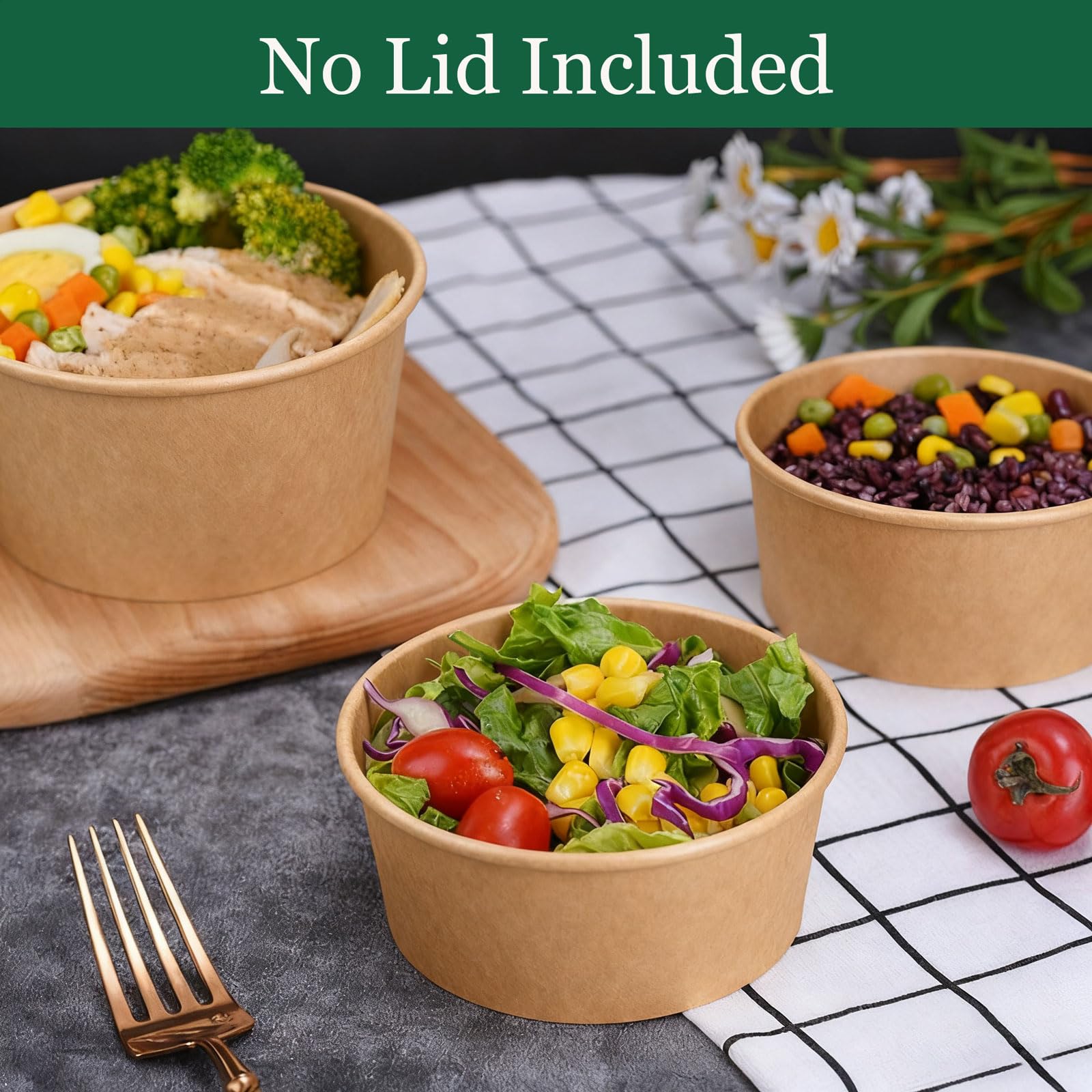 ABENA Lot De 50 Bols Jetables En Papier Kraft Pour Aliments