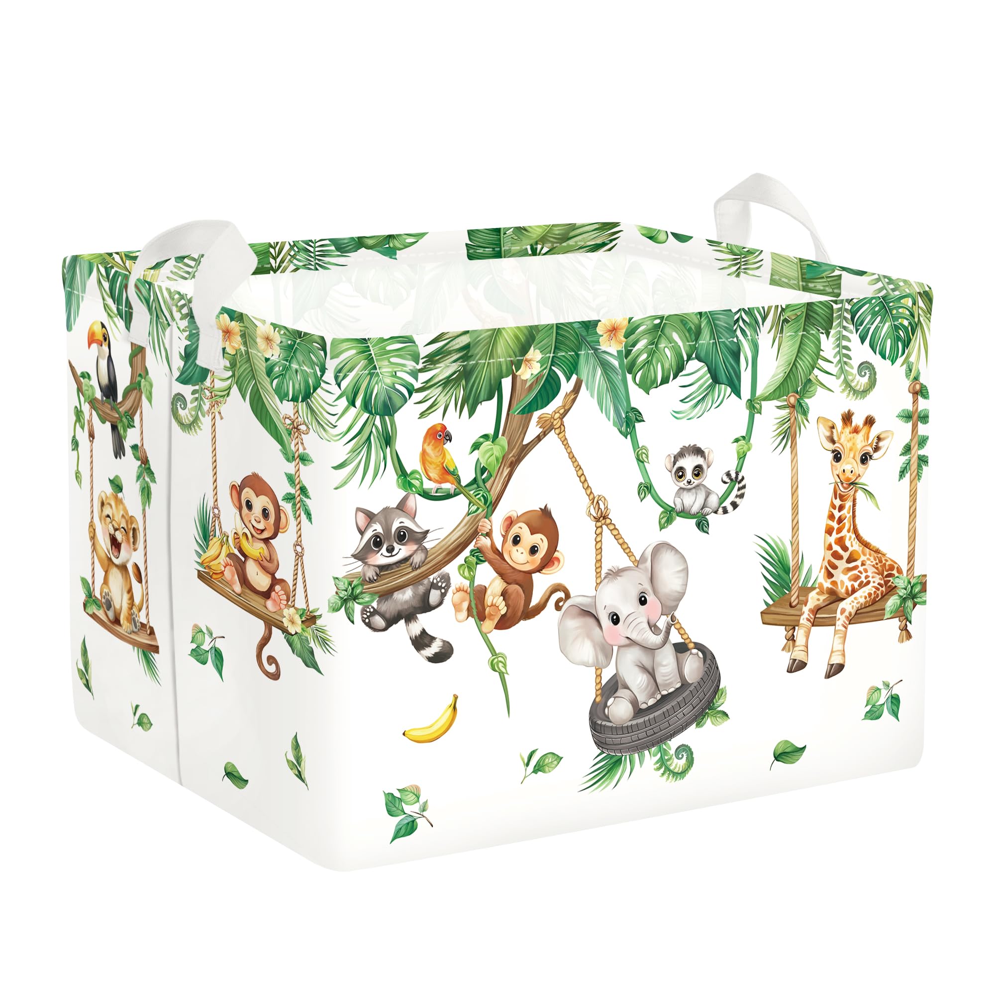Clastyle Vine Animal Baby Laundry Hamper Collapsible Clothes Kids Storage Basket Waterproof Boys Girls Toy Box for Nursery Room Giraffe Monkey Elephant