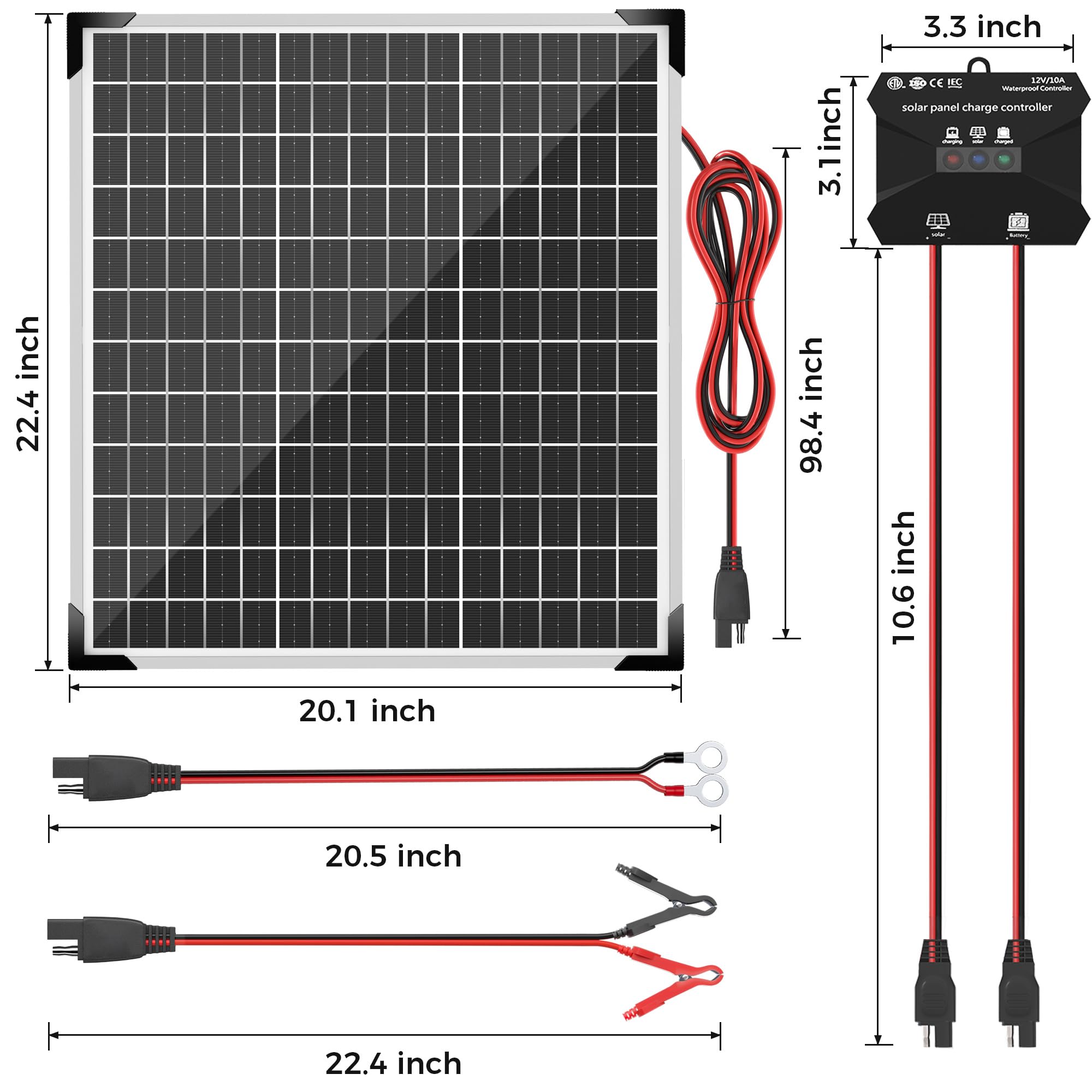 Snapklik.com : Solar Panel Kit 50W 12V, Solar Battery Trickle Charger ...
