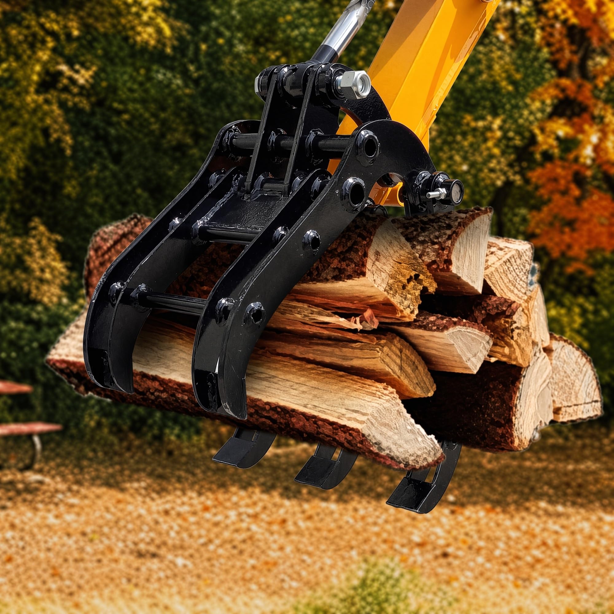 Attacco Benna Grapple per Mini Escavatore 0,8–1,8 Ton, Pinza Idraulica per Legno, Rocce e Metalli, Apertura 90 mm, Foro 25 mm, Accessorio Escavatore Compatto Professionale