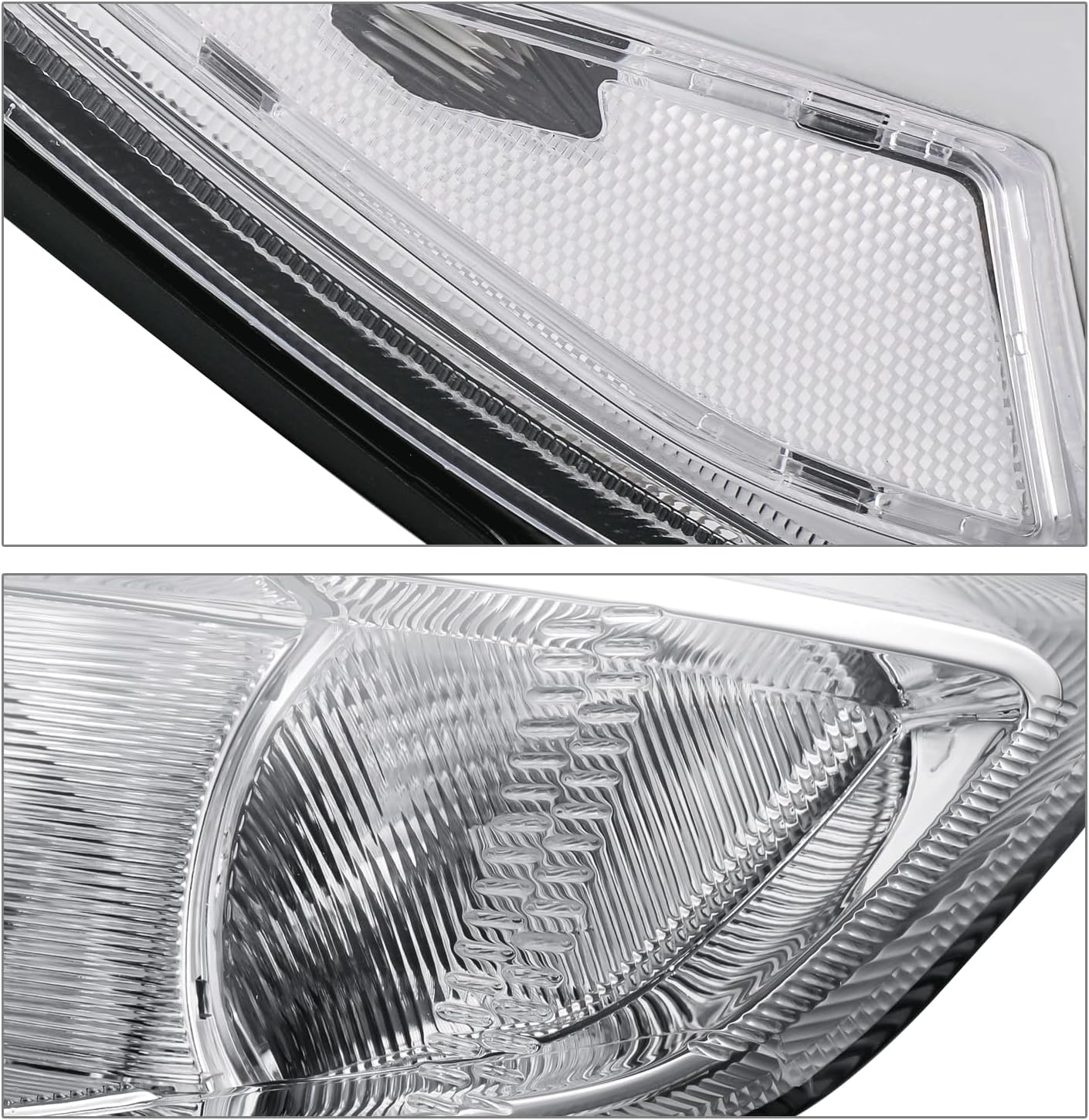 M-AUTO Headlight Assembly with 4 Pre-assembled 6000K LED Bulbs Compatible with 2015-2017 Ford Focus, OE Style Chrome Housing Clear Lens Clear Corner Left & Right Headlamps
