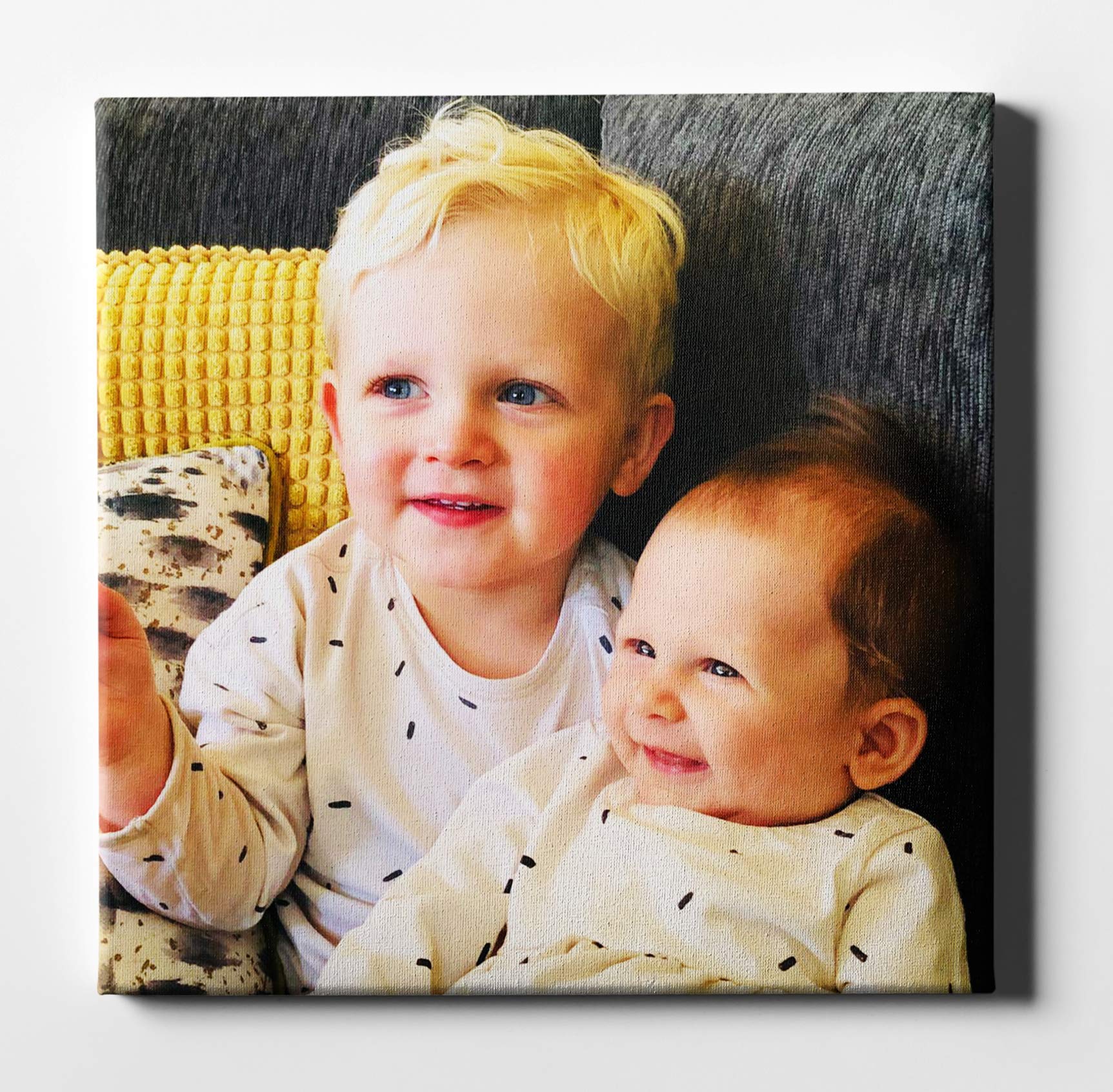Hippowarehouse Personalised Canvas Photo Text Prints custom image Framed Custom Photo Gifts for Special Occasions Gift mum dad Fathers Day Mothers Day Present 21cmx21cm 8''x8''
