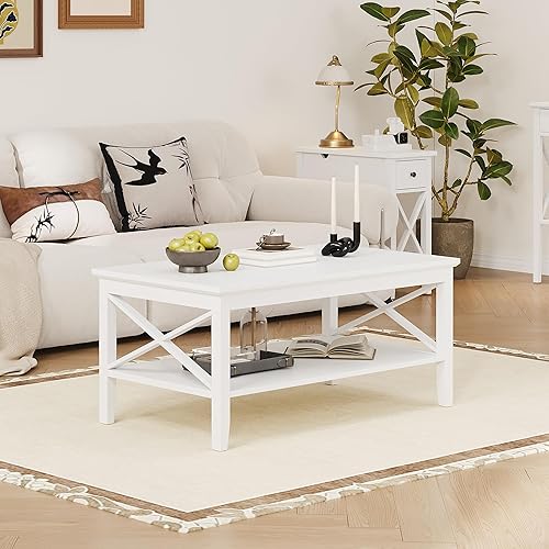 Miniatura 13 de ChooChoo Mesa de centro Oxford con patas más gruesas, mesa de centro de madera negra con almacenamiento para sala de estar Negro -,Negro y