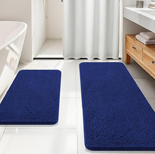 Miniatura 77 de OLANLY Juego de 2 alfombras de baño, tapetes de baño de felpilla suave y absorbente y tapete para inodoro con contorno en forma de U, alfombra de