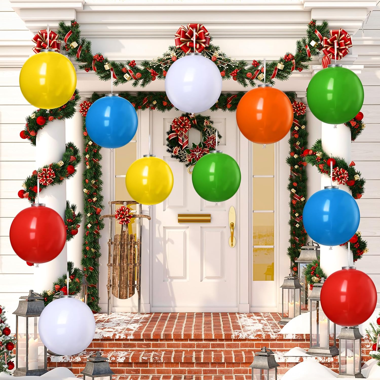 Jetec 12 Pcs Inflatable Christmas Balls Ornaments 12 Inch