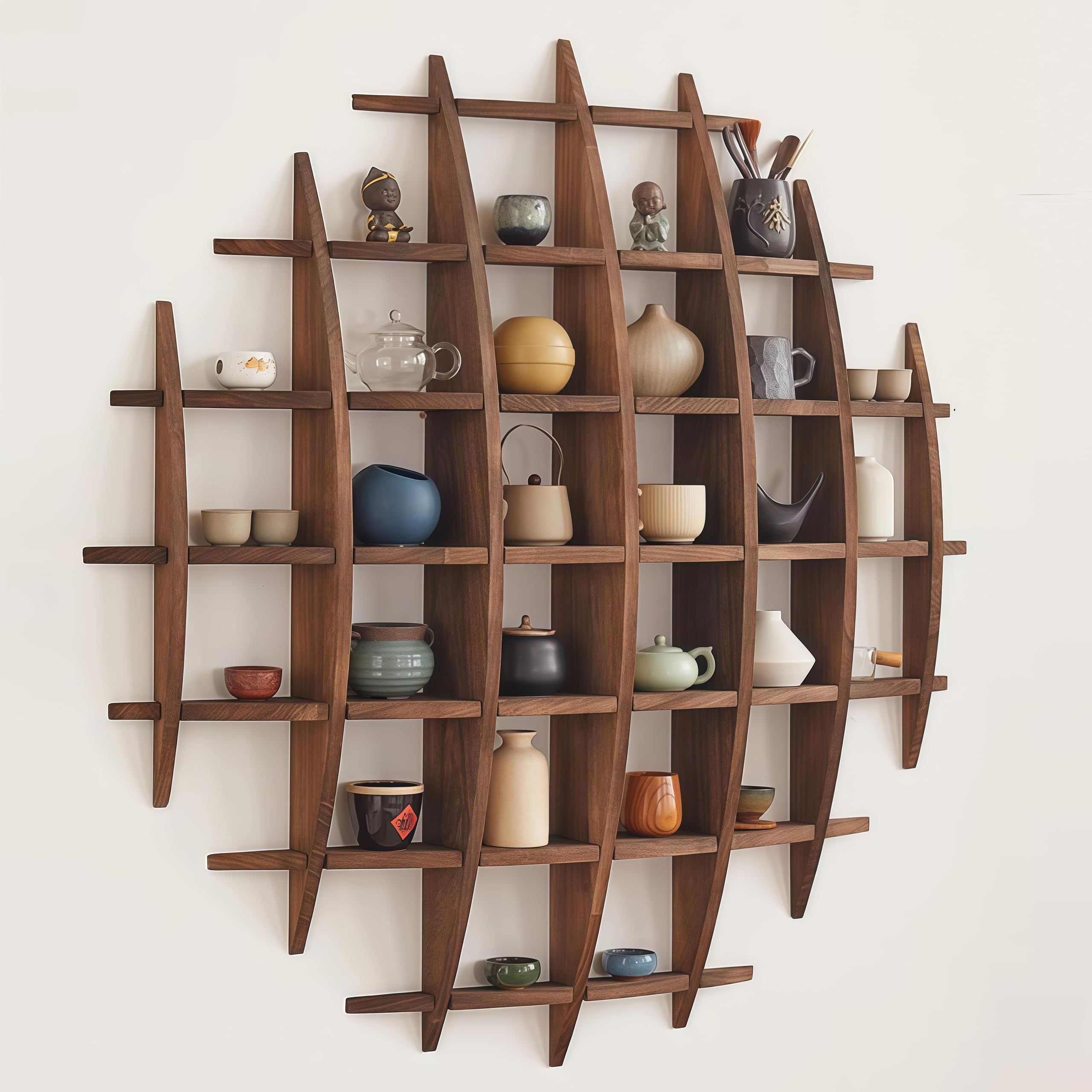 Théière en bois et décoration murale avec porte-gobelet en bois massif