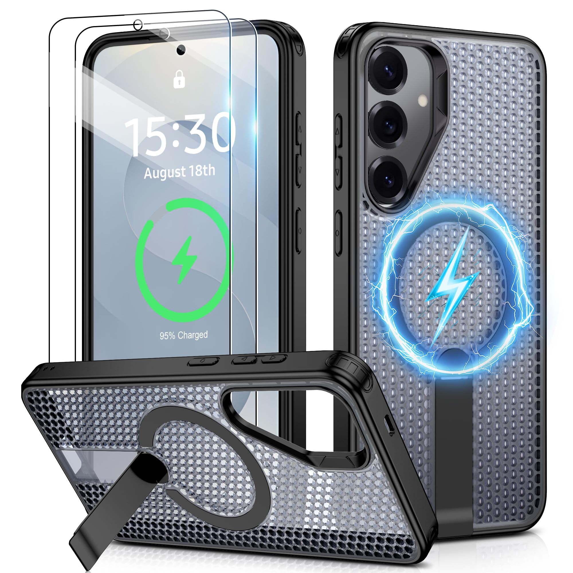 for Samsung Galaxy S25 Plus S24 Plus Case with 2 PCS HD Screen Protectors Compatible with MagSafe Military