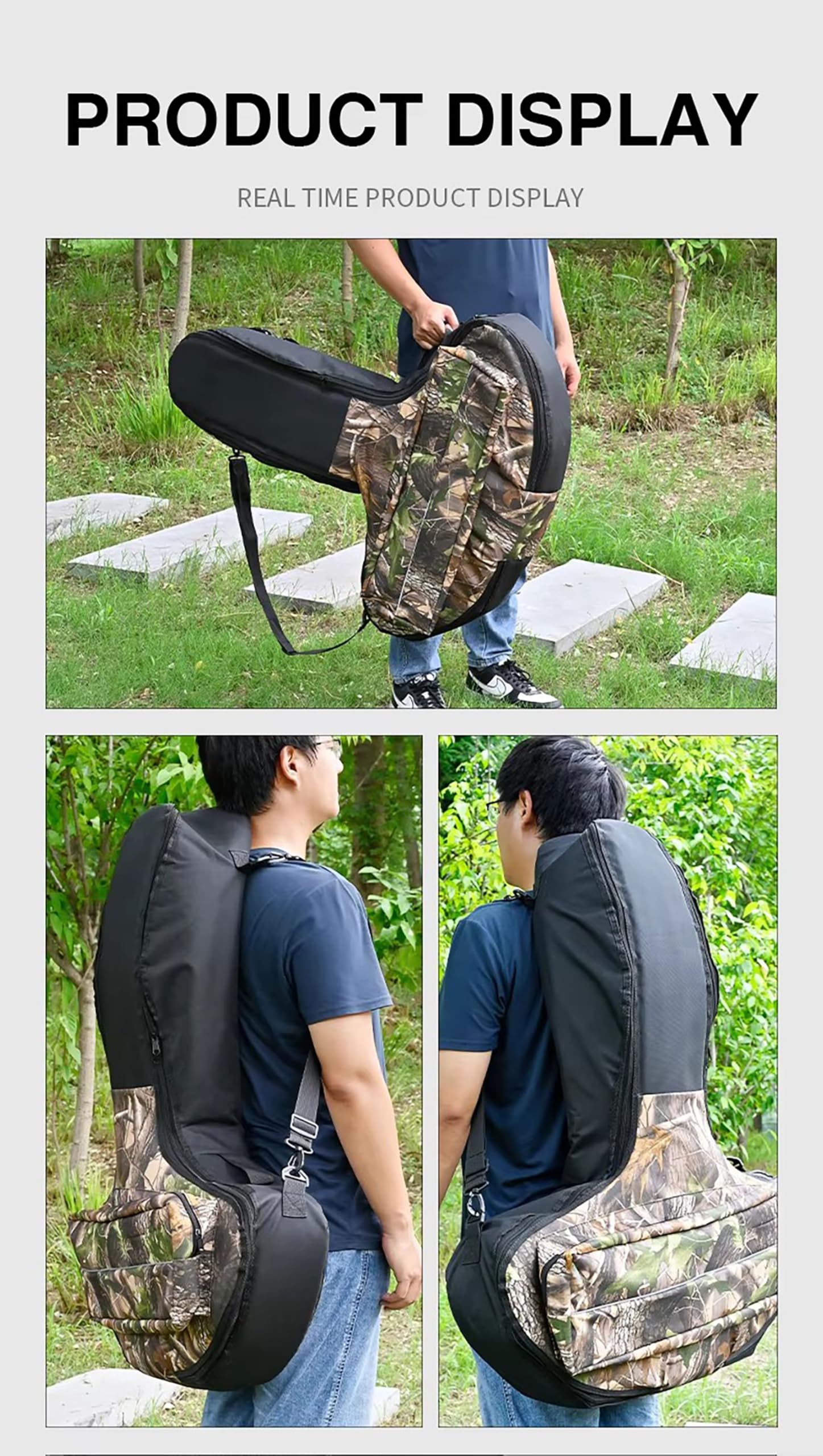 Étui pour arbalète avec bandoulière - Sac pour arbalète de Chasse en Plein air à Coque Souple et Durable, Noir/Camouflage