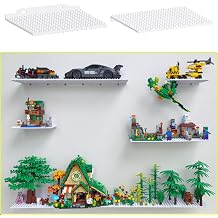 6 Pack Mini Wall Display Shelves for Lego Building Bricks, 16x13 Studs | Wall Mount Baseplate for Builders Room Decor, 4x5 inch Dual-Sided Studs 4.8-4.9mm, Supports Up to 2 lbs with Screw, White