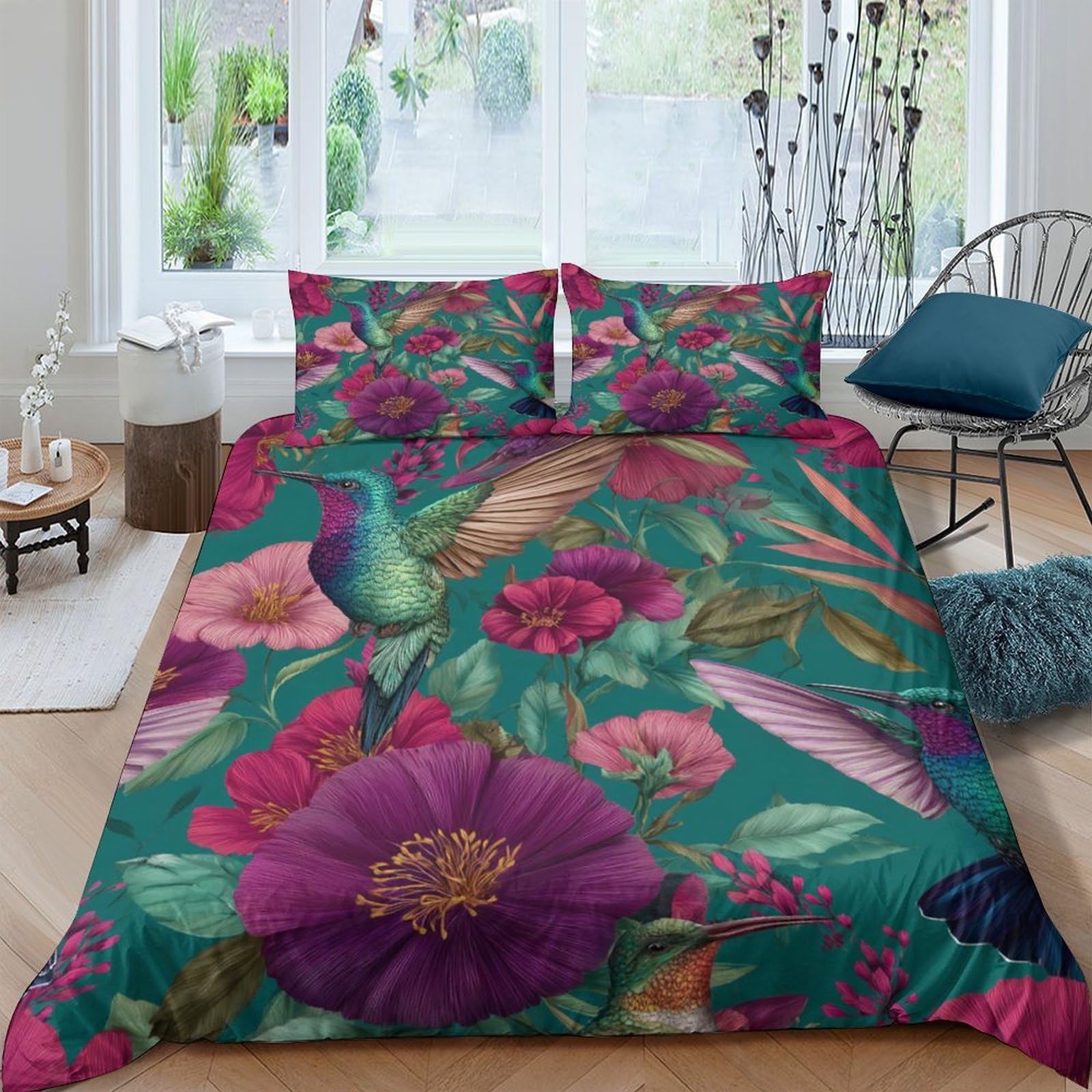 Ctjqhvkz Style-8 3D Printed Tropical Parrot Fitted Sheet Microfiber Vibrant Botanical Blossom Bed Cover For Bedroom Dorm Mattress Protection Single（135X200cm）