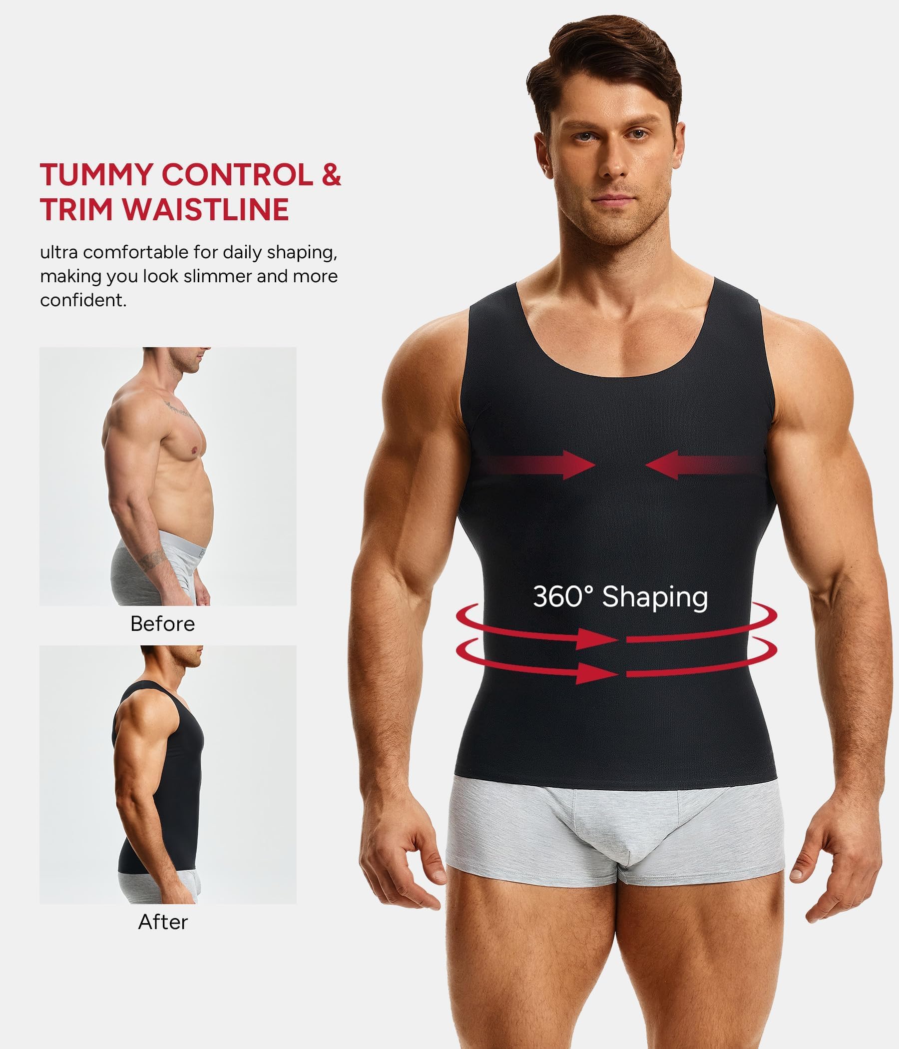 Nebility Débardeur de Compression Homme Maillot de Corps Gaine Ventre Plat T Shirt Minceur Body Gainant sous-vêtements sans Couture