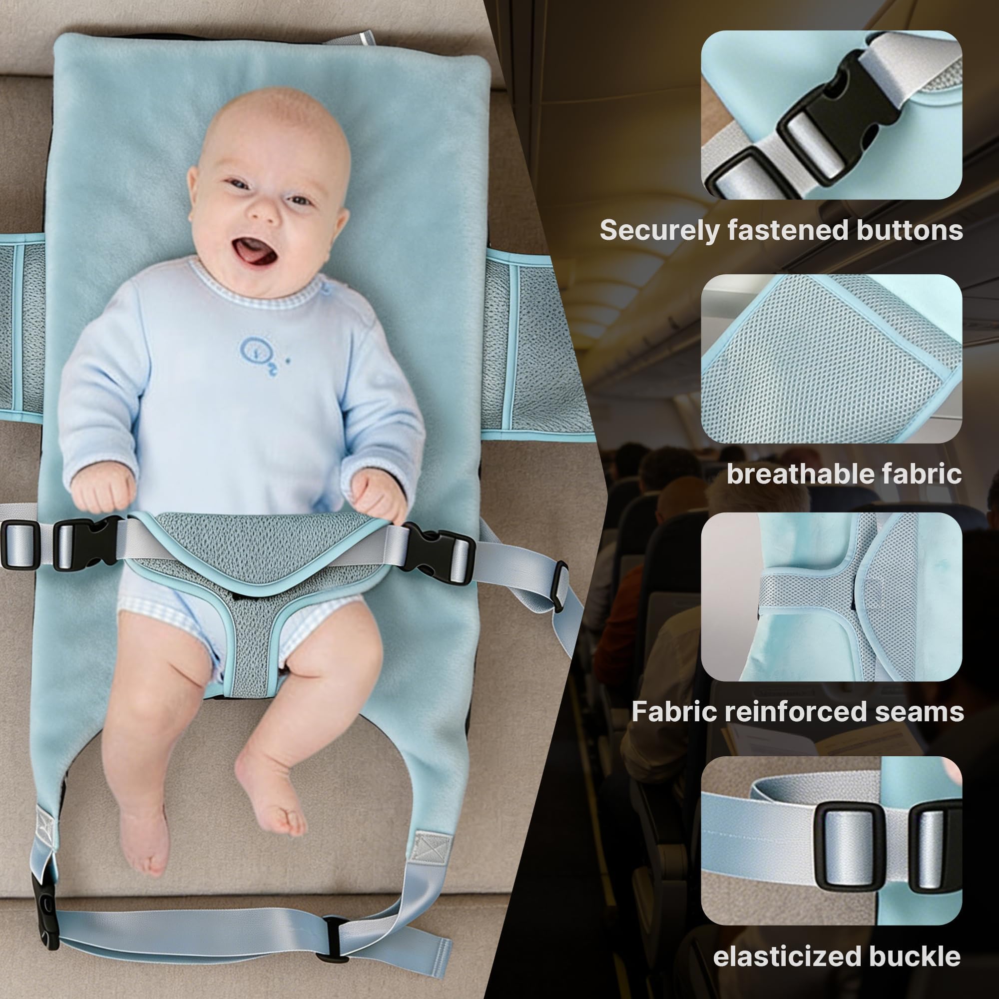 Lettino per bambini in aereo, da 1 a 12 mesi, accessorio essenziale per i viaggi in aereo, lettino portatile per neonati in aereo, adatto per il volo