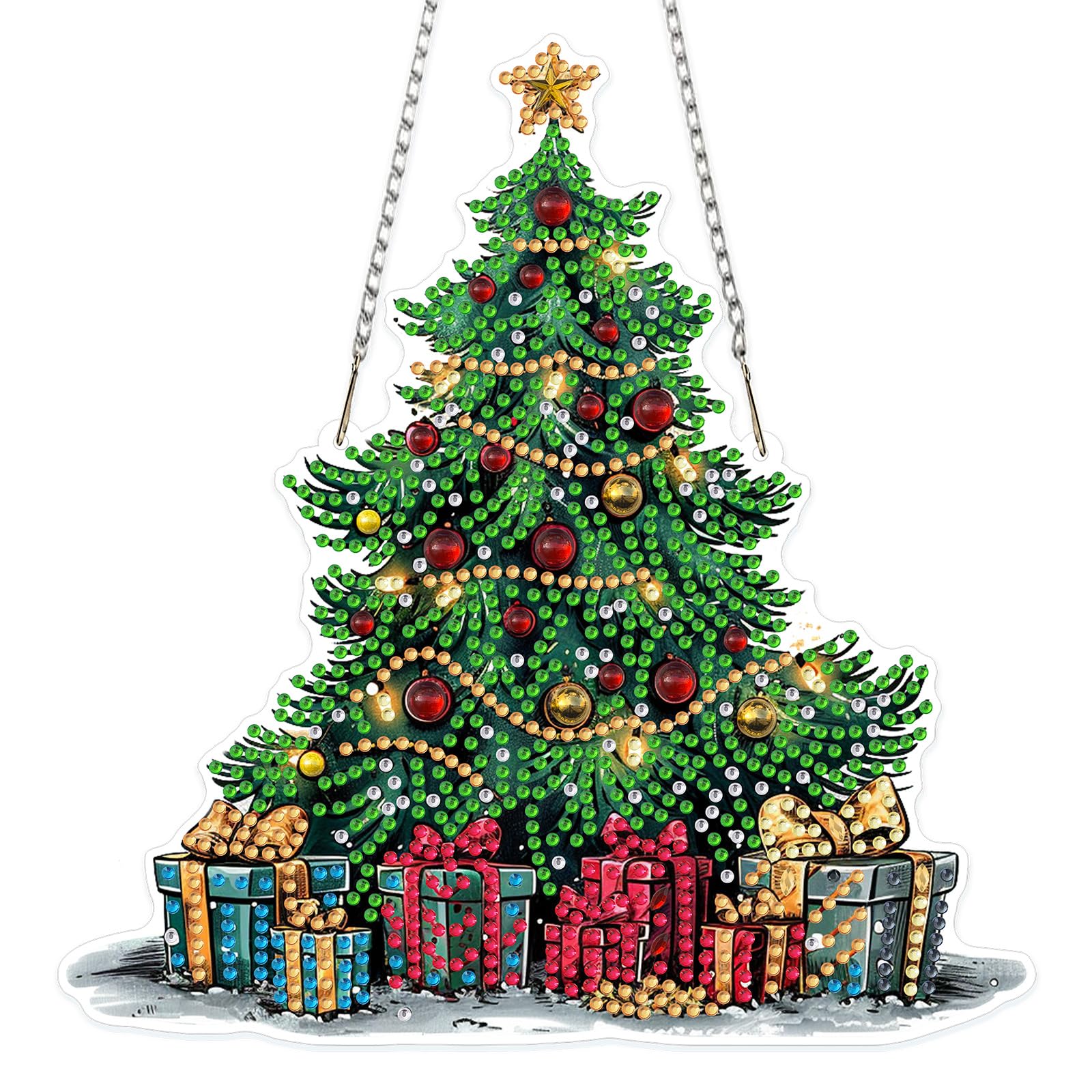 MOGTAA Christmas Diamond Art Hanging Kits for Adults Kids, 5D Special Shape Diamond Painting Christmas Tree Pendant Kits, Crystal Rhinestones Winter Crystal Art Painting for Home Decor Gifts
