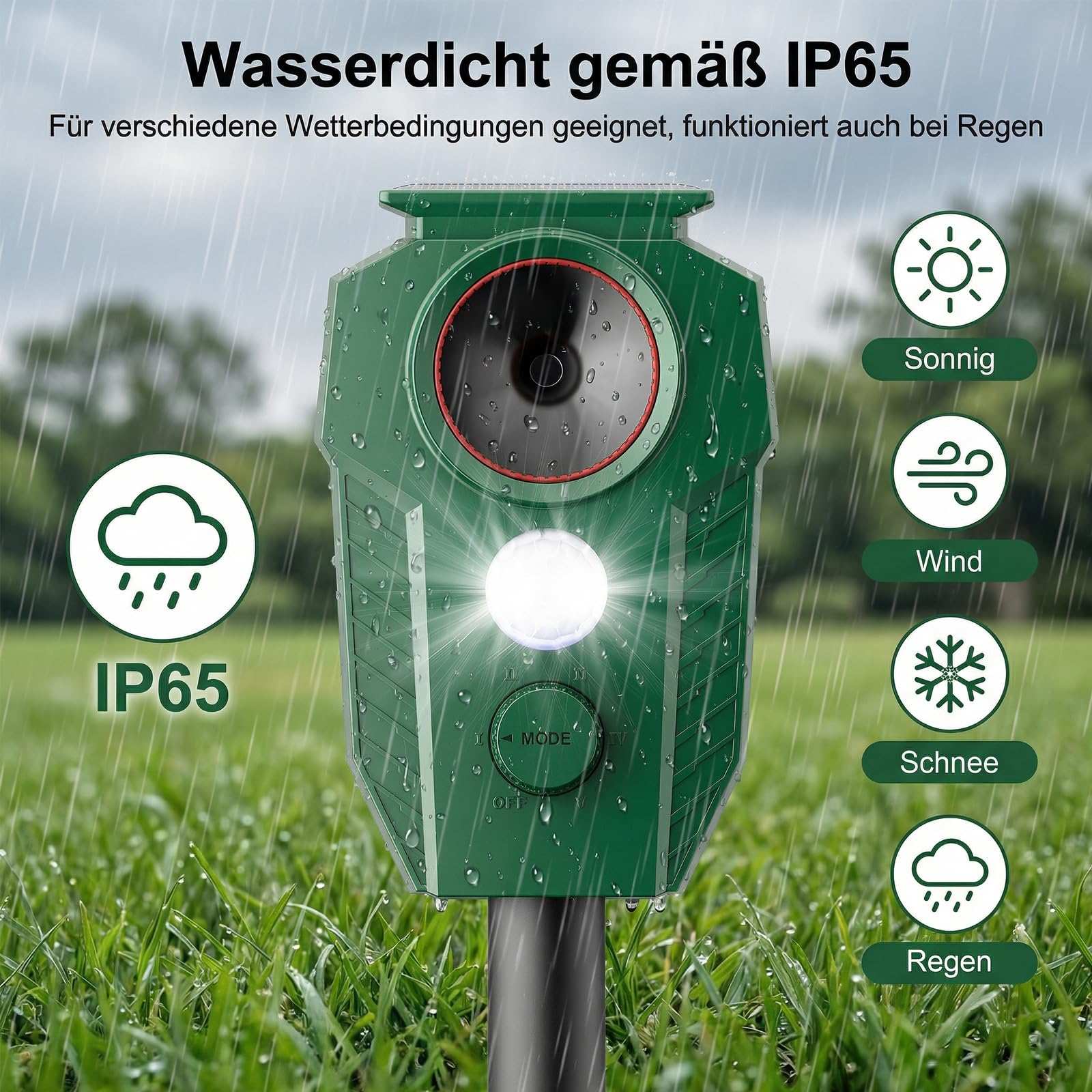 MEKEET 2Pcs Ultraschall Katzenschreck für Garten, Solar Katzenabwehr mit Bewegungsmelder und LED-Blitzlicht, 5 Modi, IP65 Wasserdicht, Tiervertreiber gegen Katzen, Hunde, Marder, Füchse, und Wildtiere