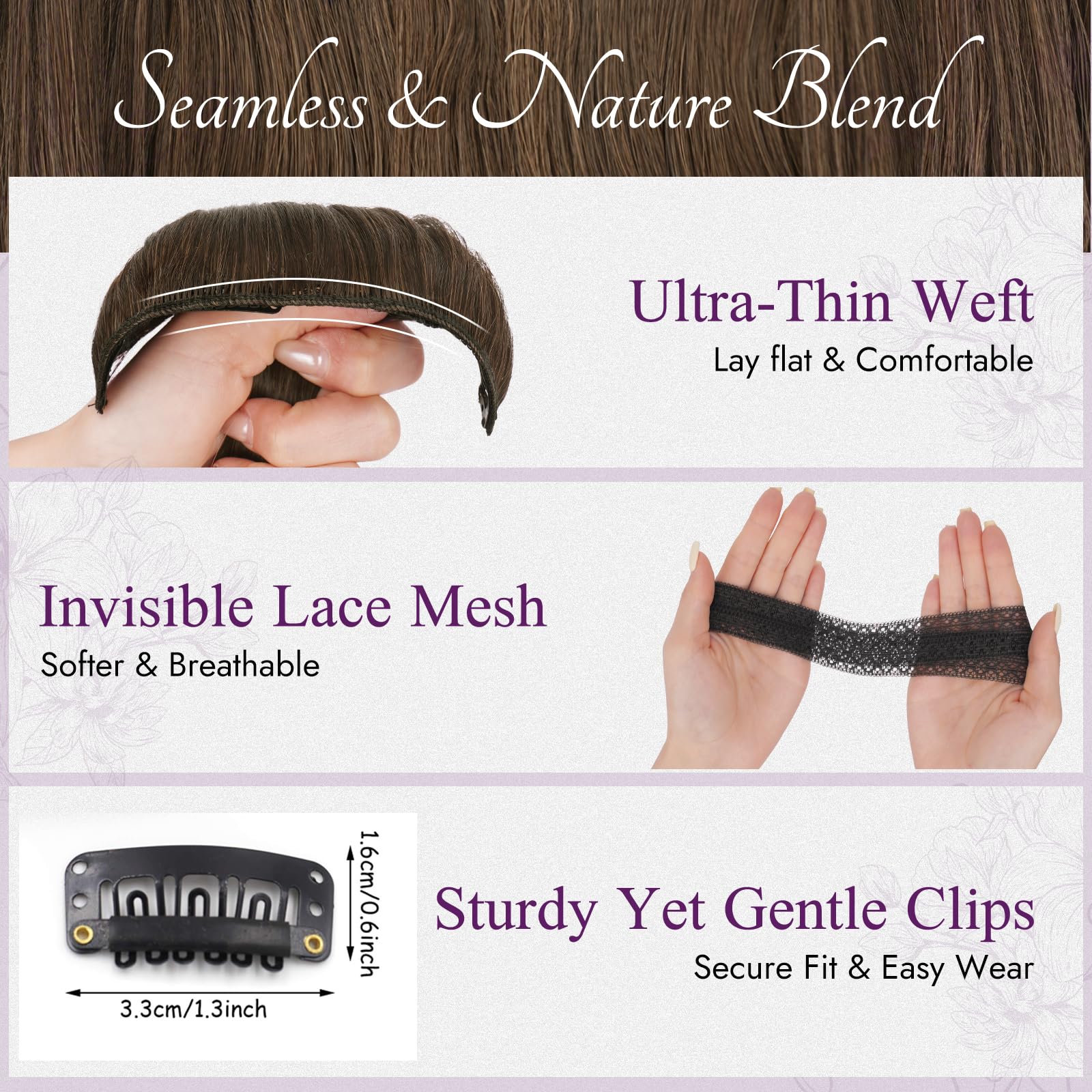 BARSDAR Brown Clip in Hair Extensions - Image 3