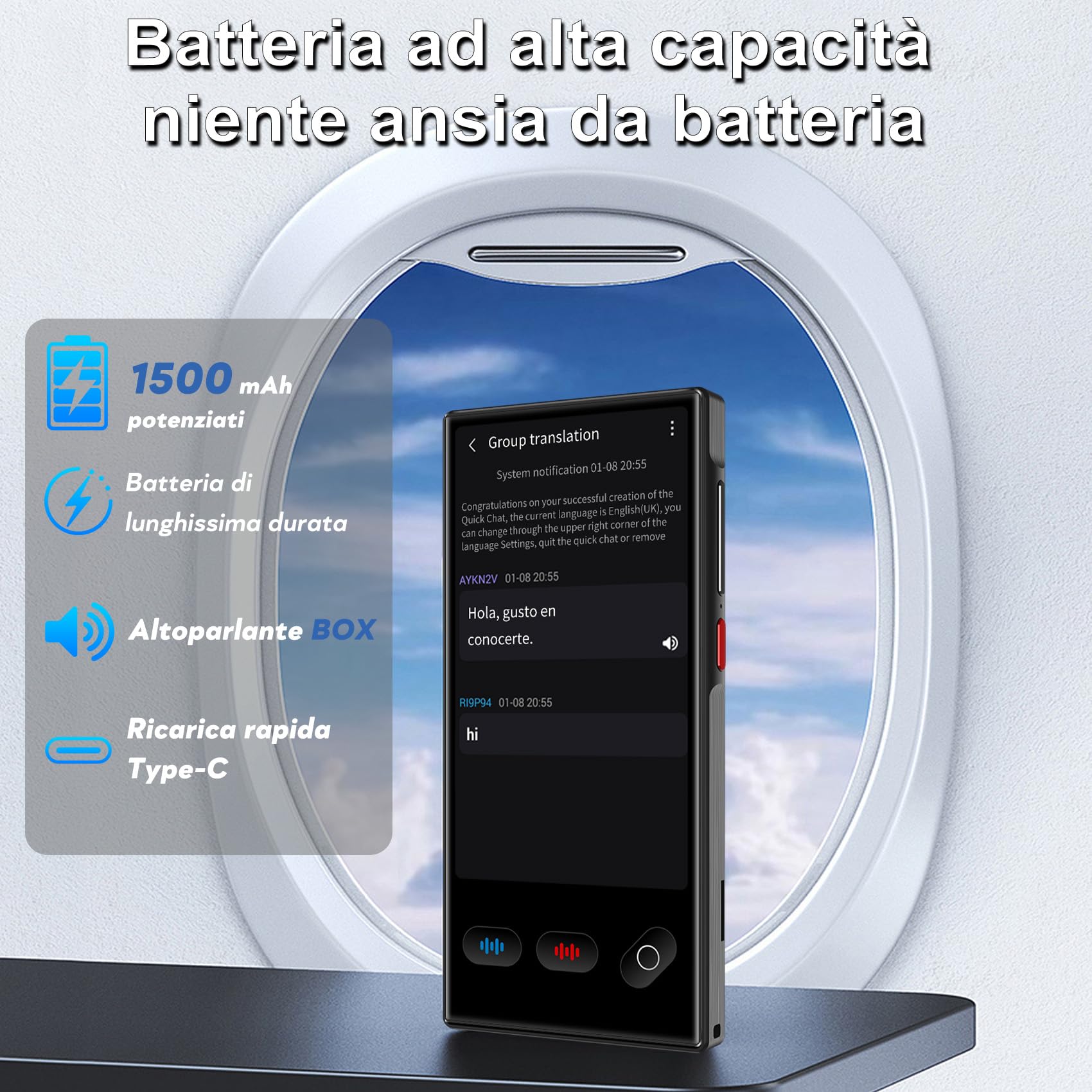 Traduttore Vocale Istantaneo Multilingue per 148 Lingue Online e 19 Offline (Italiano Offline), Traduttore Simultaneo Vocale Traduzione di Foto Supporta WiFi/Bluetooth con Batteria da 1500 mAh