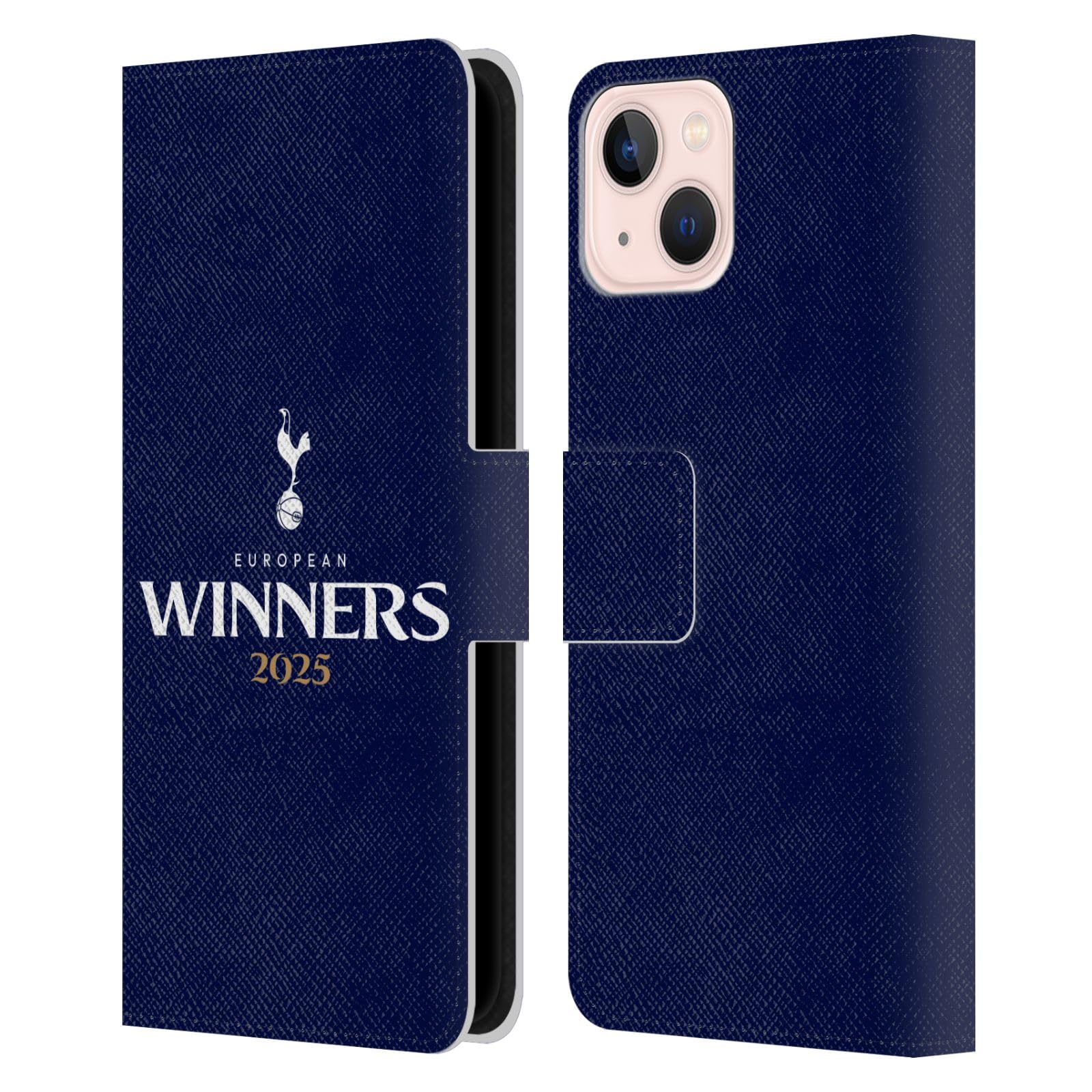 Head Case Designs Officially Licensed Tottenham Hotspur F.C. Blue 2025 European Winners Leather Wallet Case Compatible With Apple iPhone 13