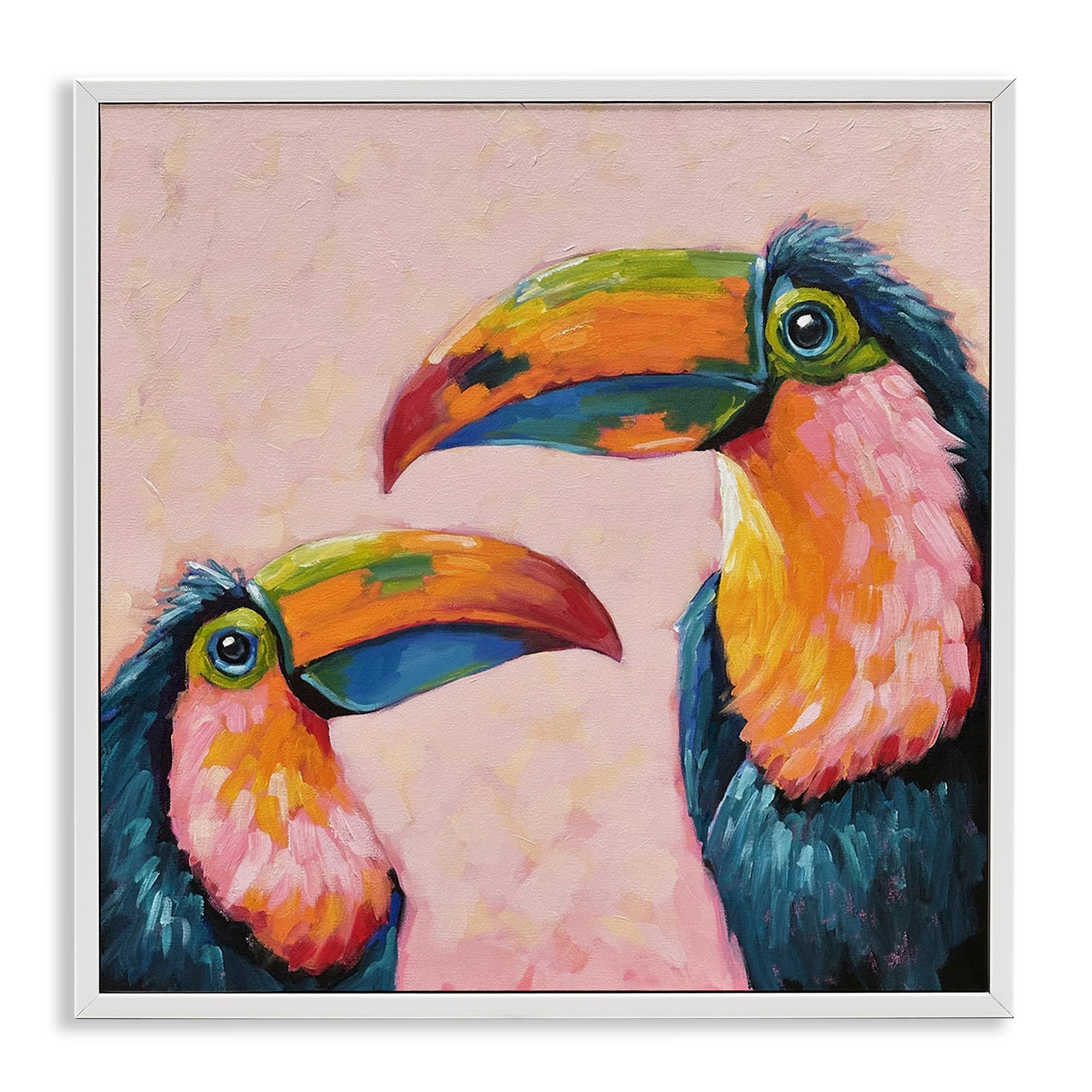 Stupell Industries 'Tropical Toucan Paradise', Framed Giclee Art, White, 12 x 12 Inches, Easy to Hang and Sturdy, Made in USA, by Lucia Stewart